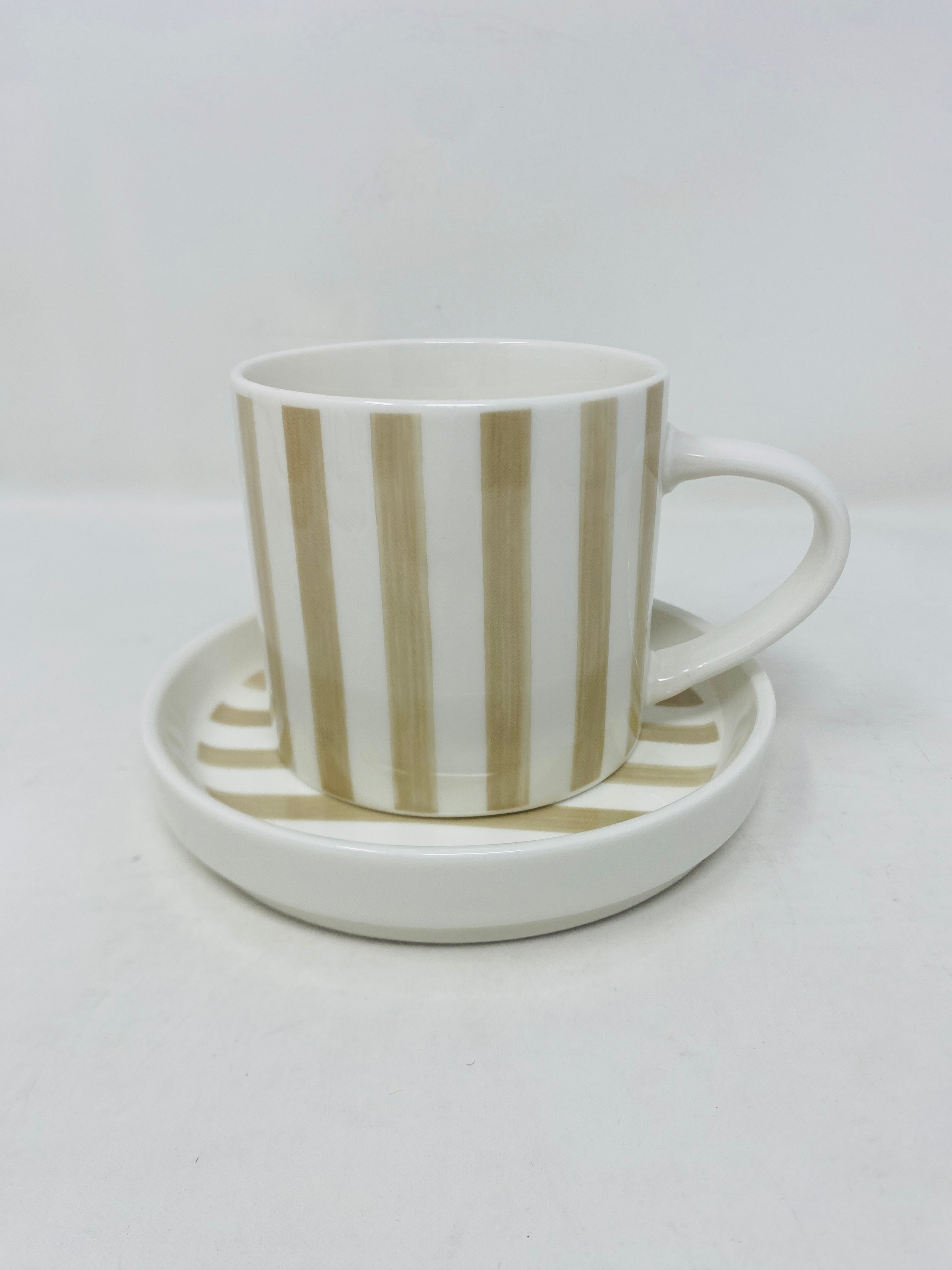 Tazza cappuccino tea c / piatto righe