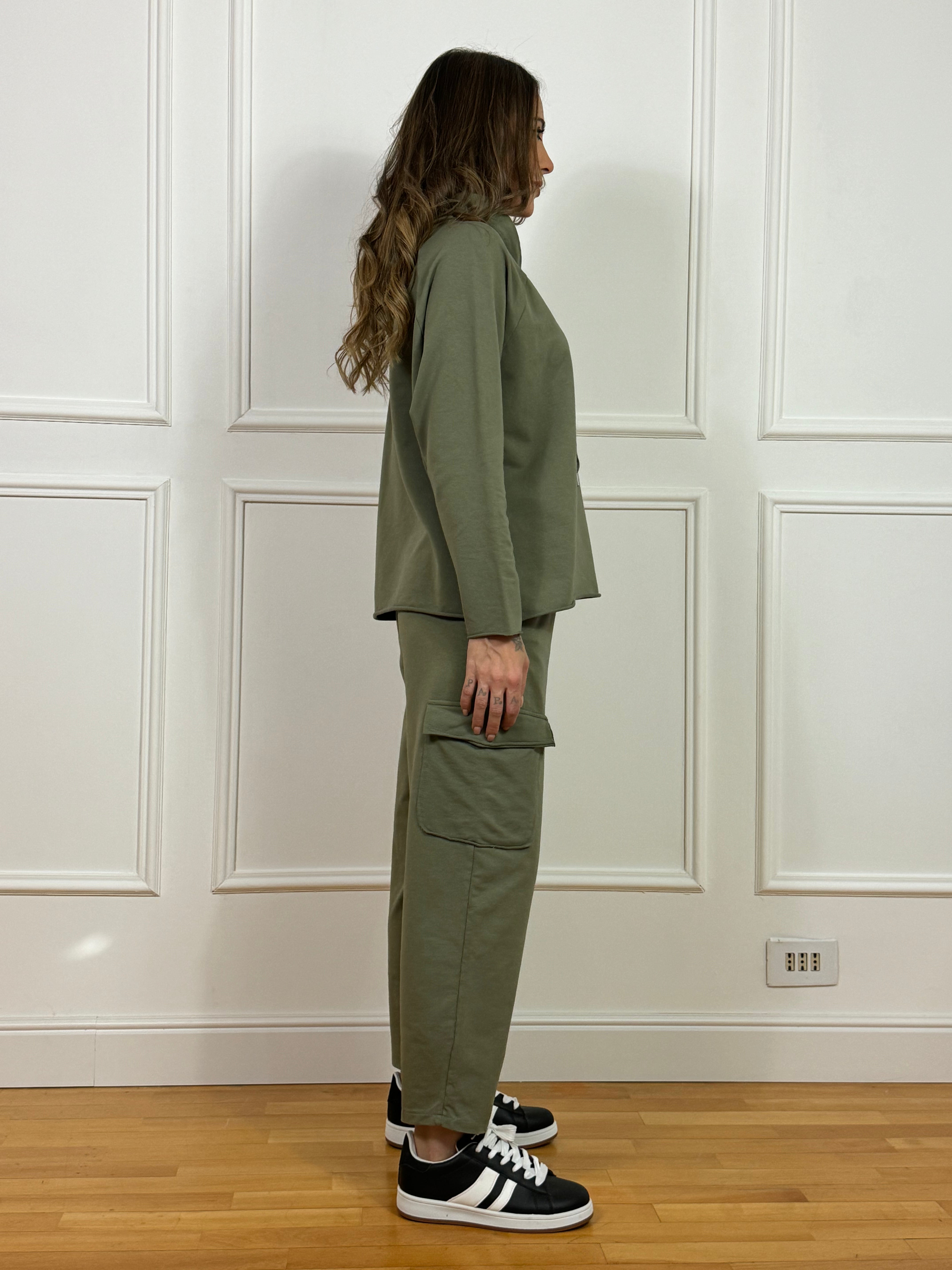 COMPLETO TUTA leggero Susy Mix PANTALONE CARGO + FELPA CAPPUCCIO