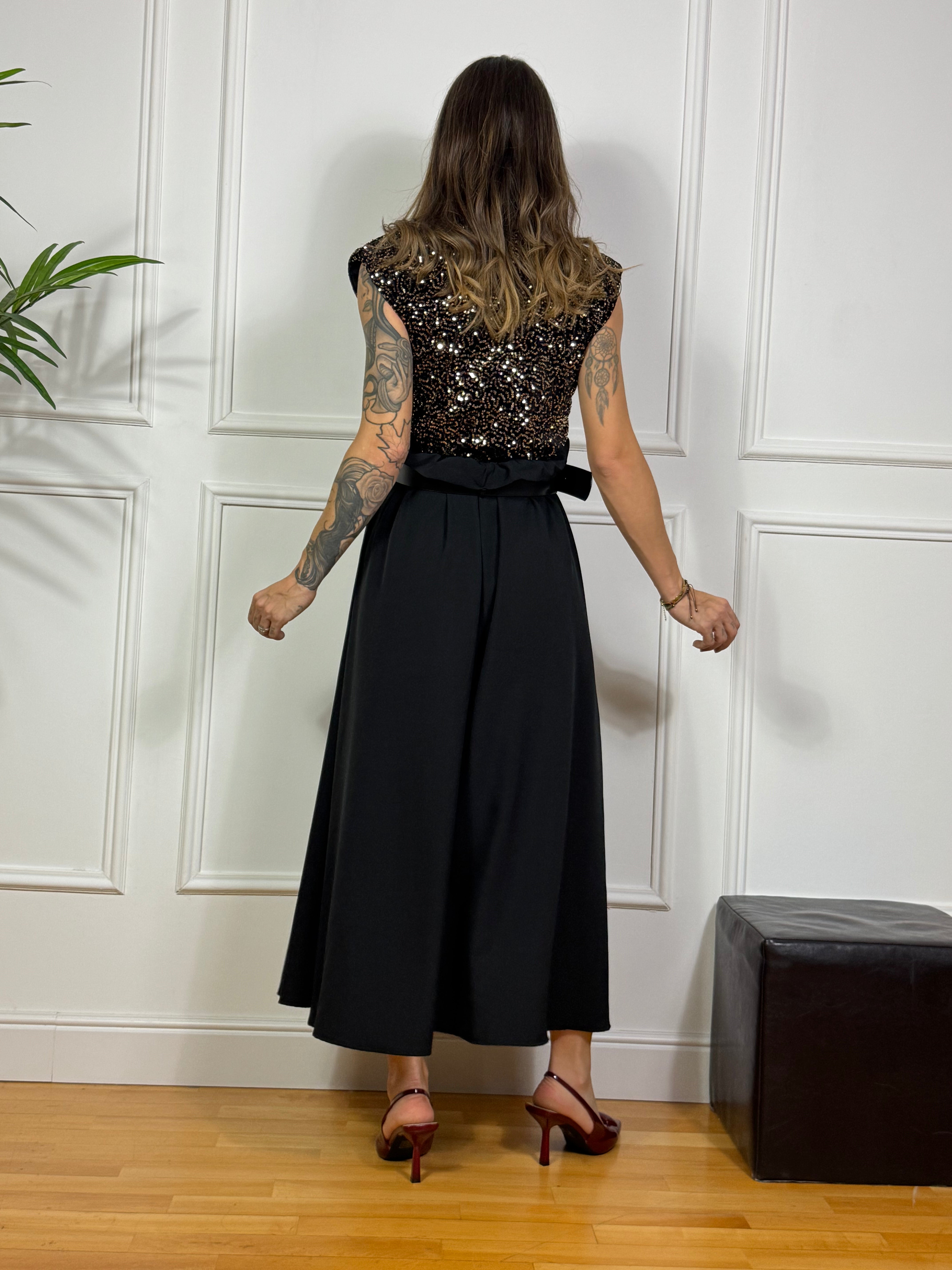 Abito LUNGO Victoria ILMH PAILLETTES E GONNA AMPIA SVASATA