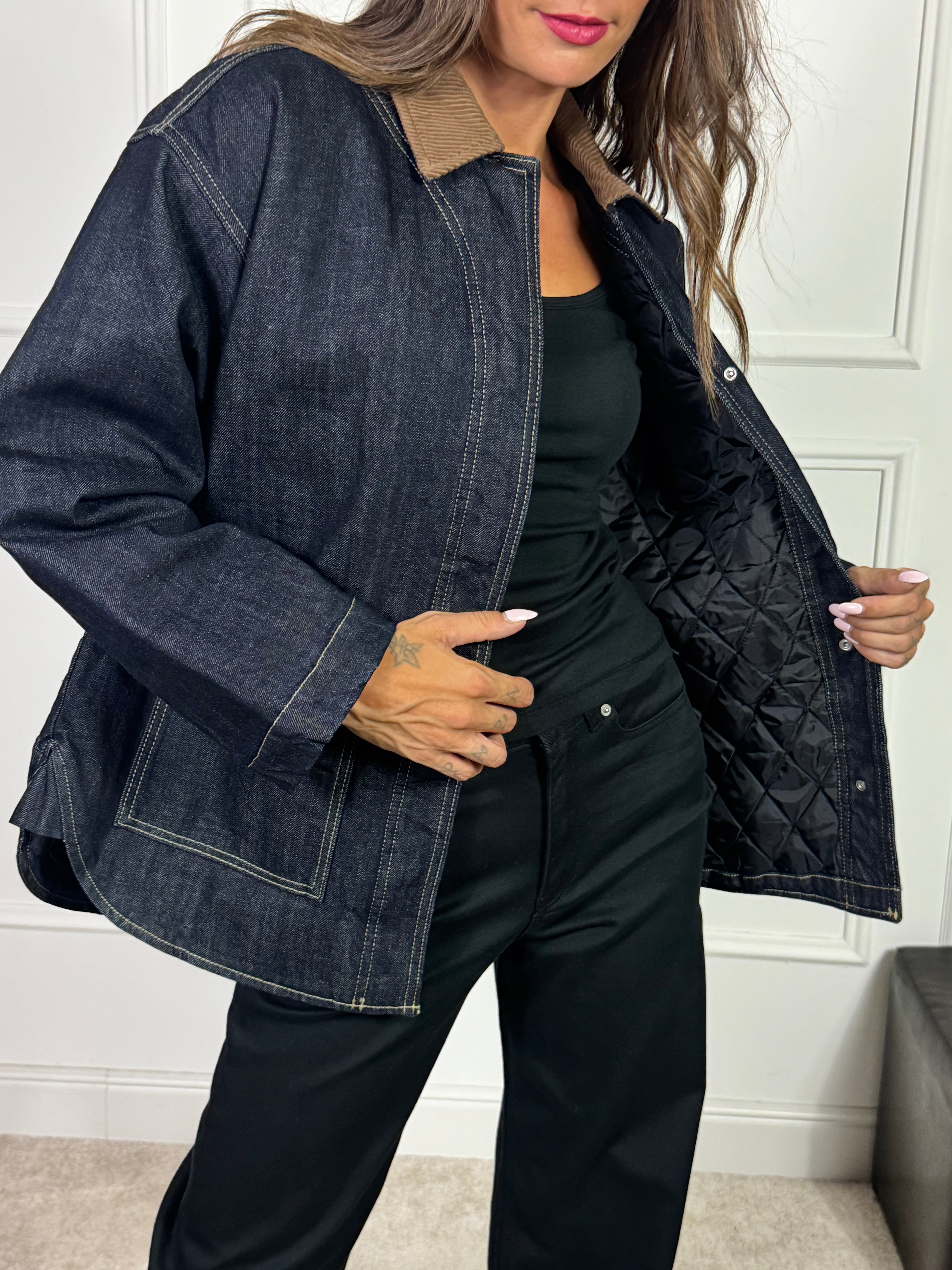 GIACCA OVER JEANS JJXX FLYNN BARN JACKET - colletto VELLUTO