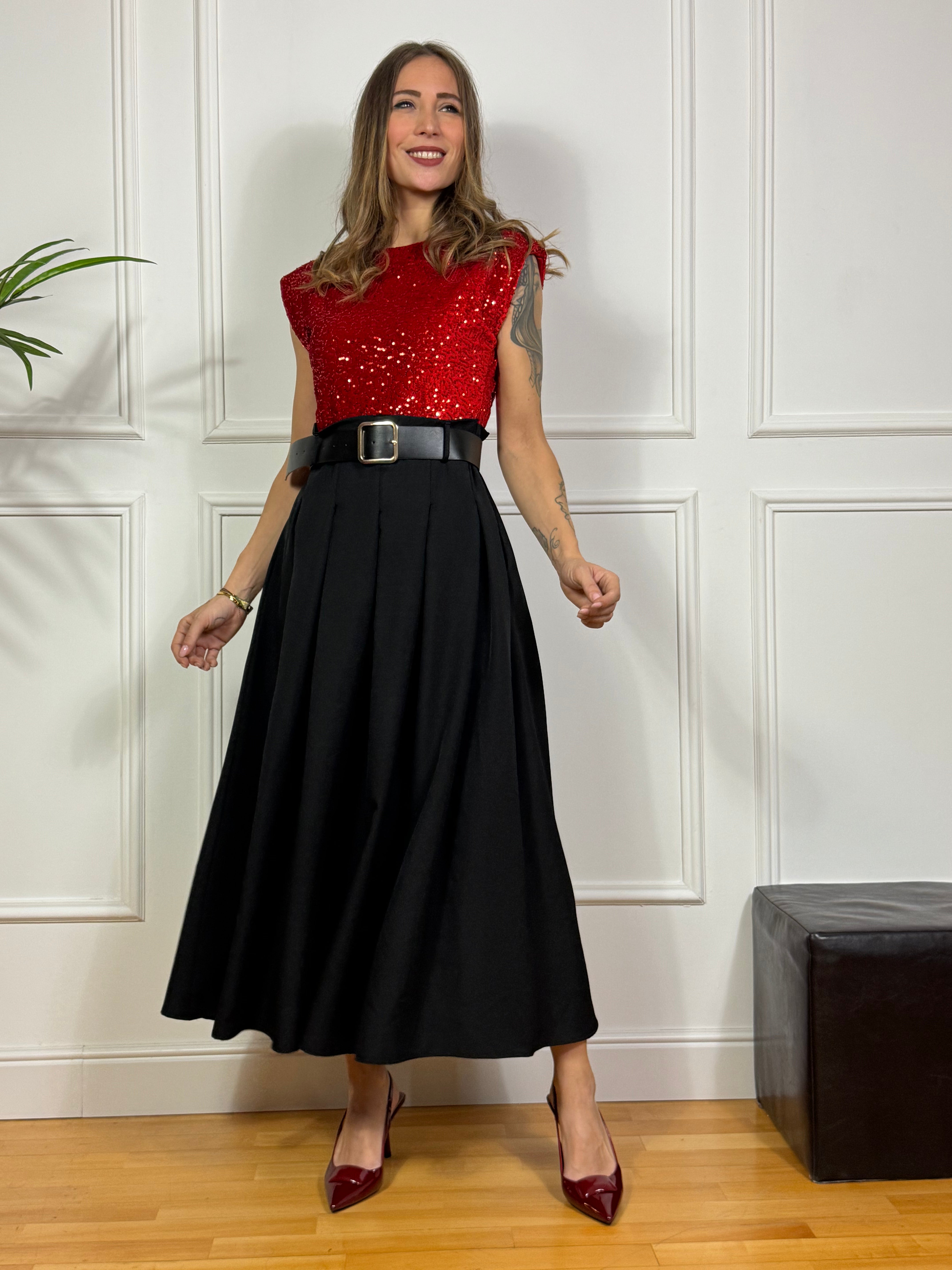 Abito LUNGO Victoria ILMH PAILLETTES E GONNA AMPIA SVASATA