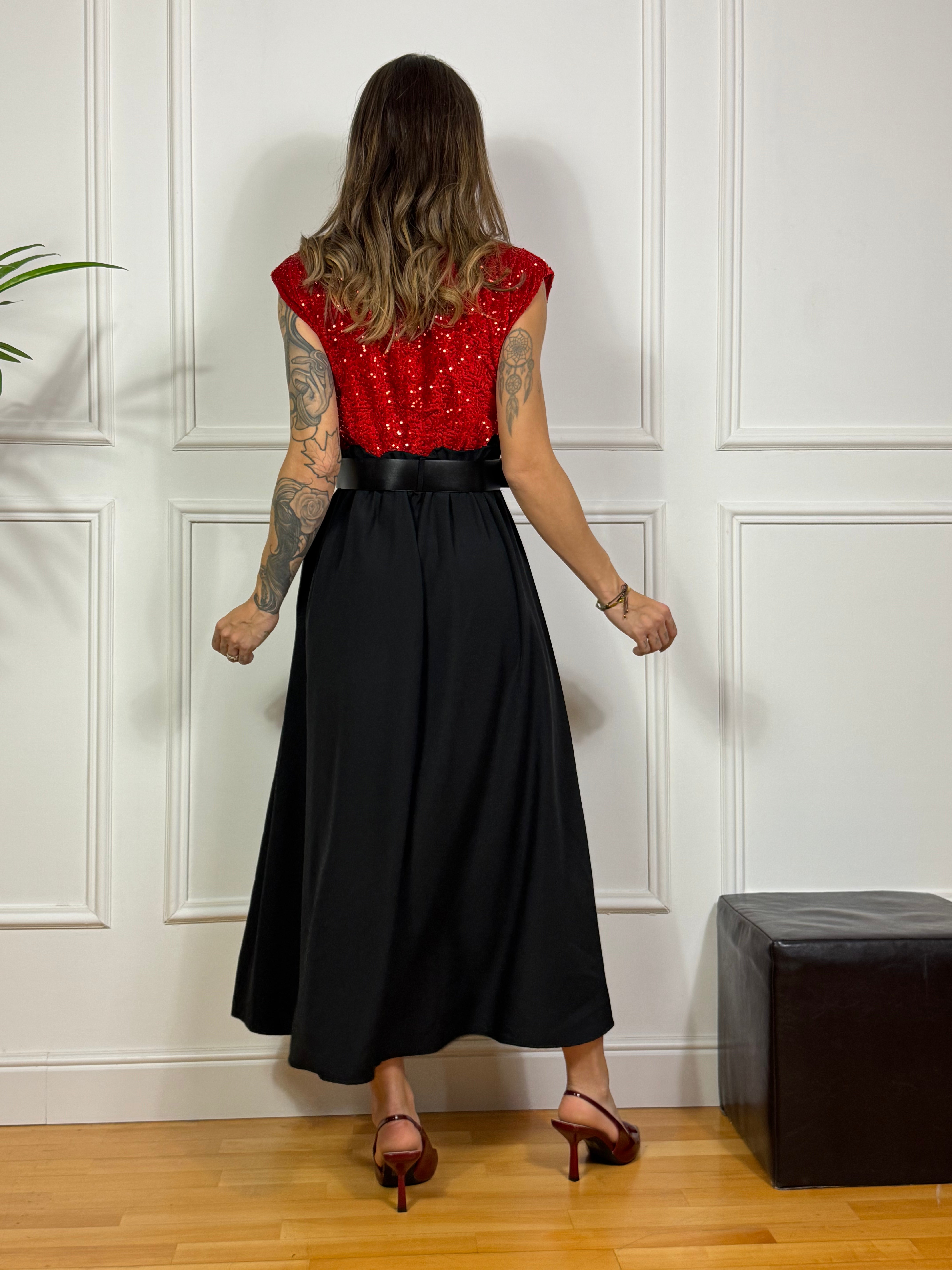 Abito LUNGO Victoria ILMH PAILLETTES E GONNA AMPIA SVASATA