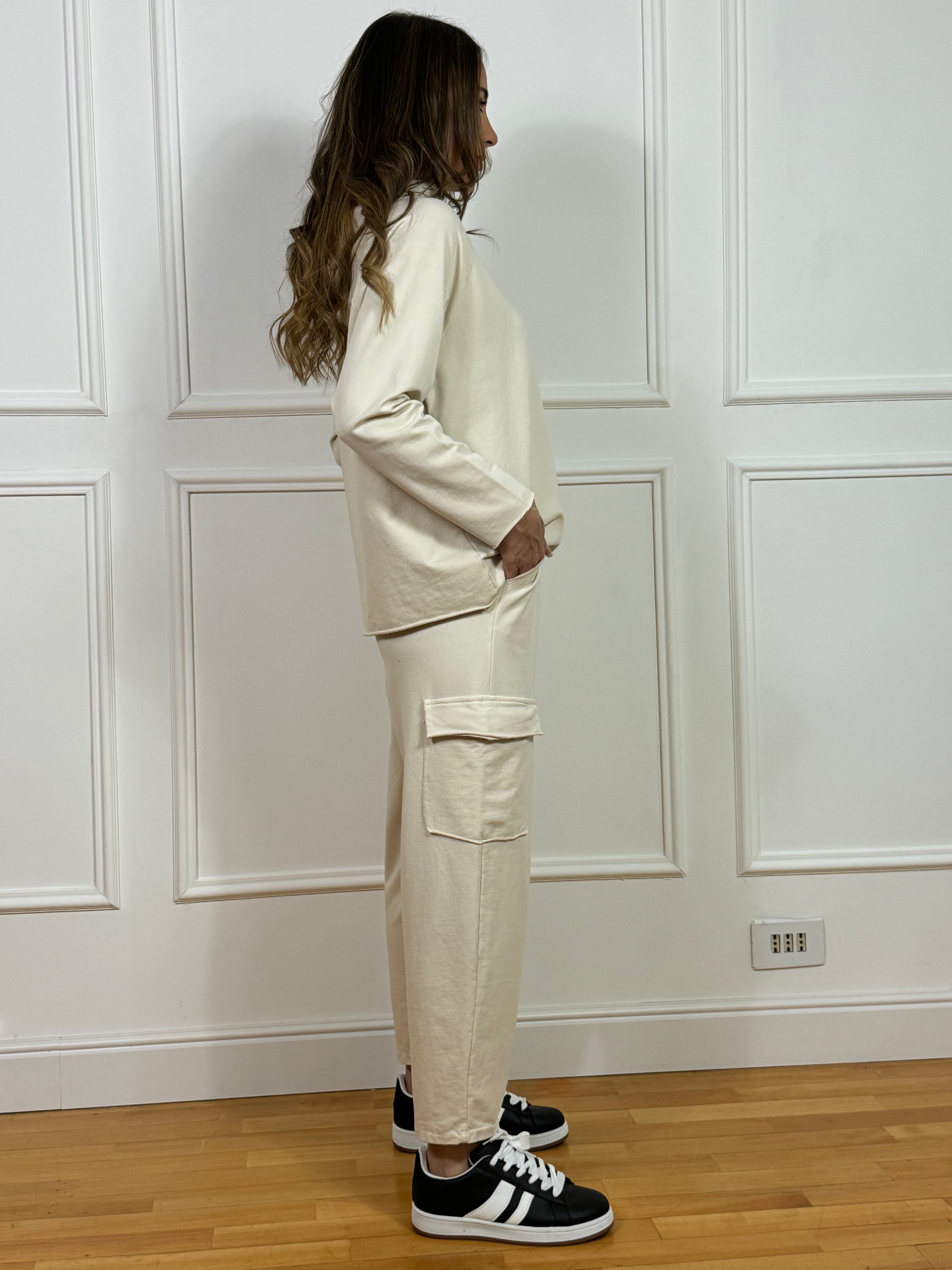 COMPLETO TUTA leggero Susy Mix PANTALONE CARGO + FELPA CAPPUCCIO