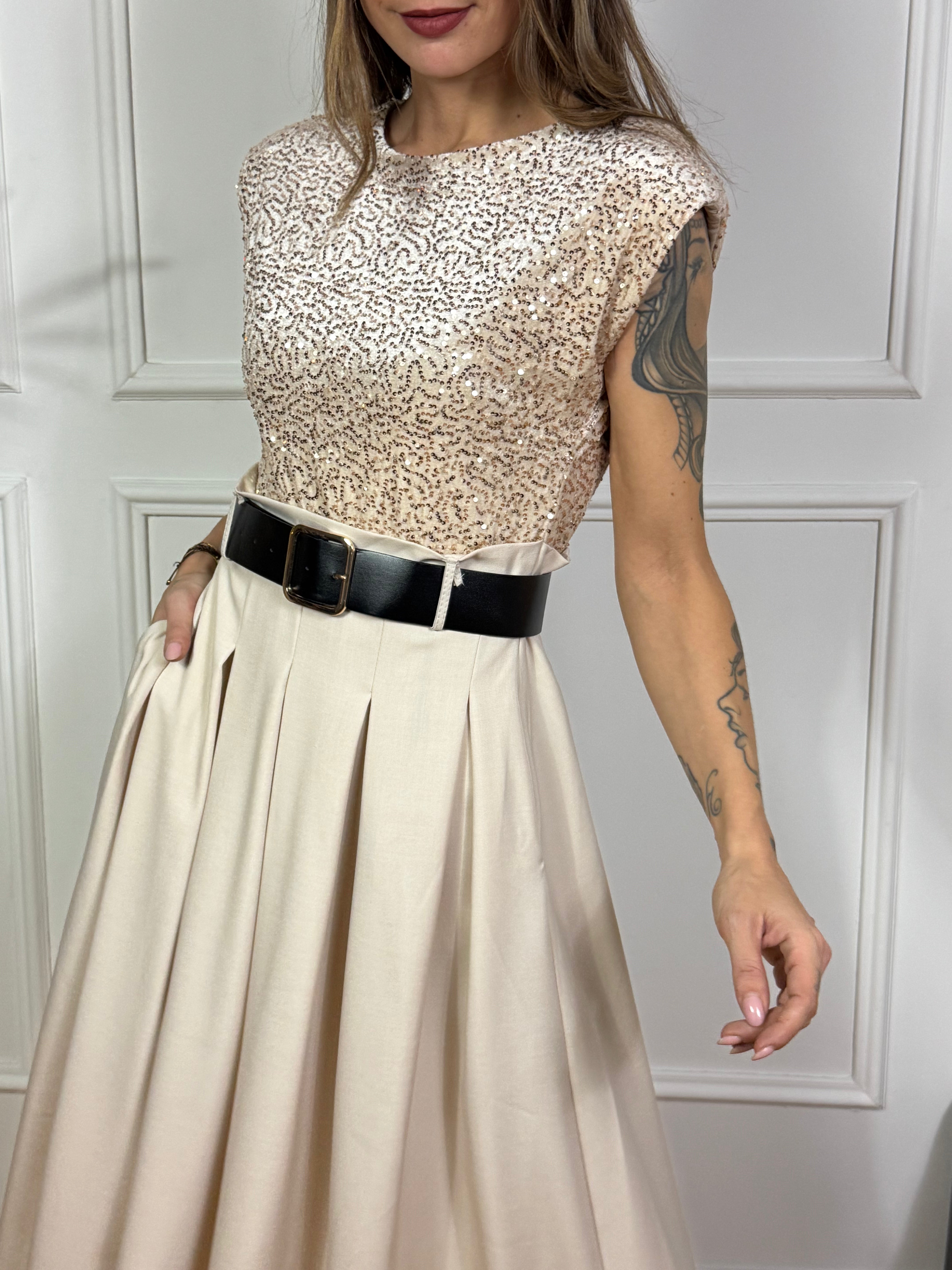 Abito LUNGO Victoria ILMH PAILLETTES E GONNA AMPIA SVASATA