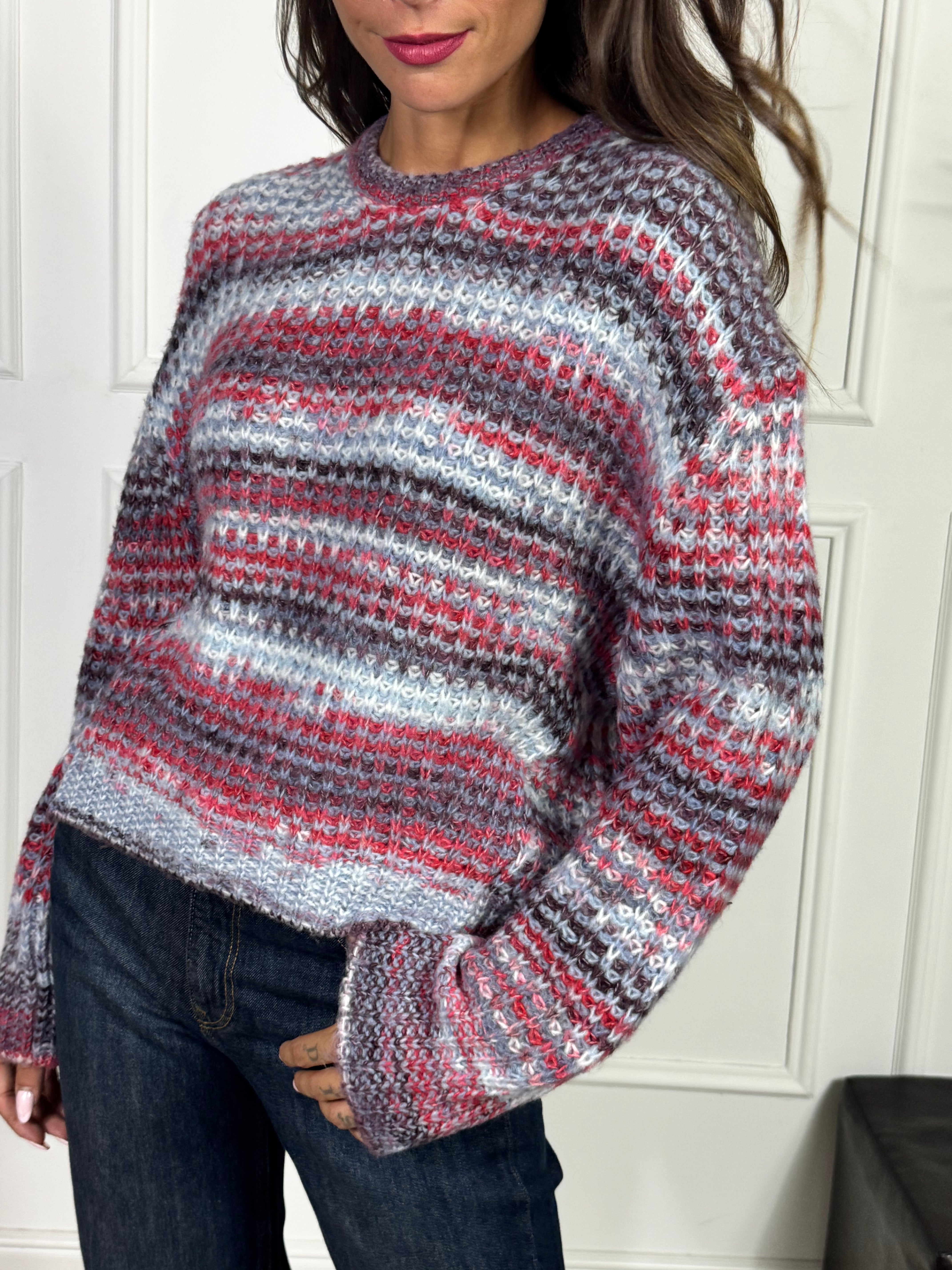 Maglia uncinetto multicolor JJXX SIMONA SPACE DYE CREW NECK KNIT