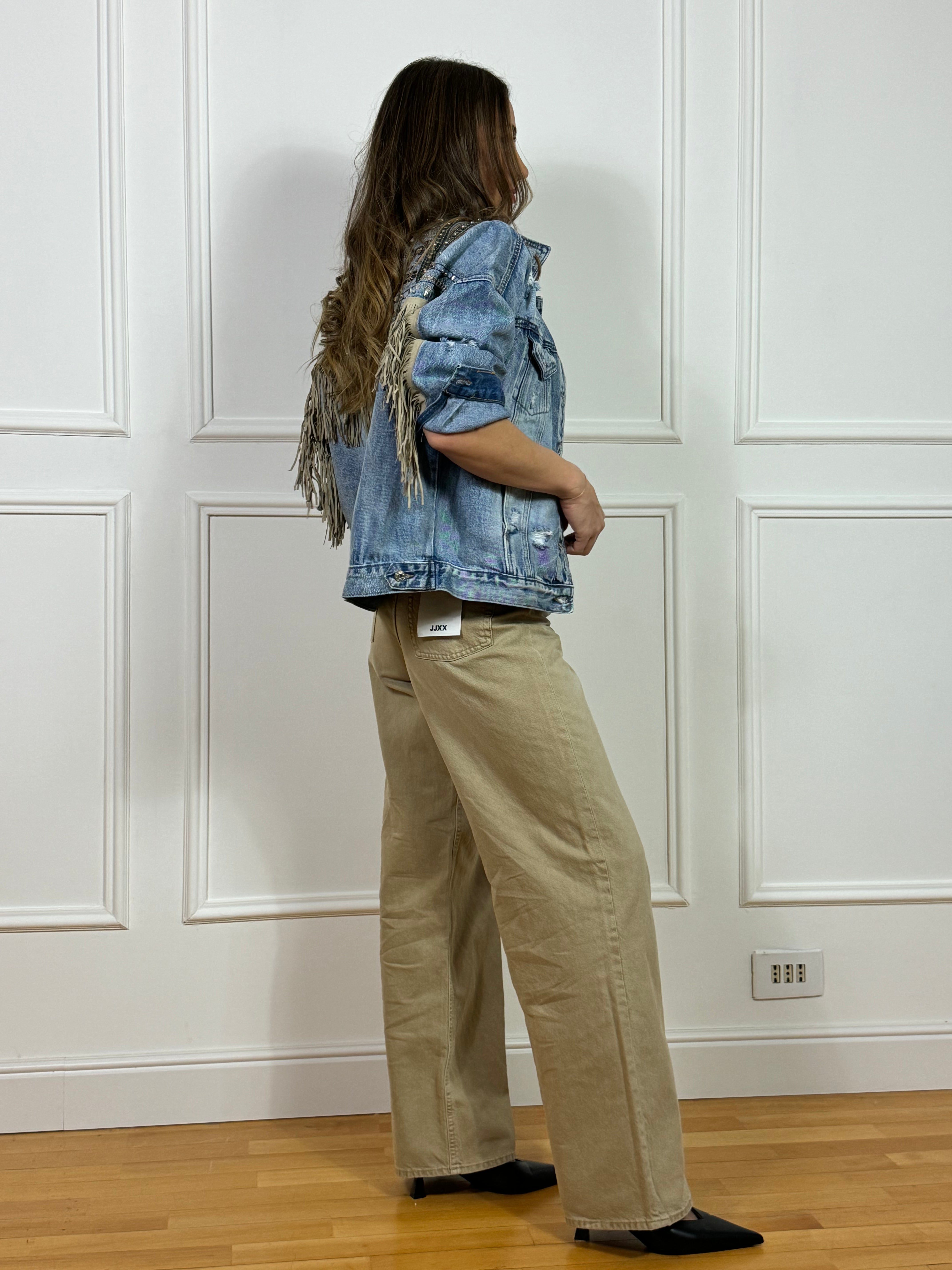 Giacca di jeans Susy Mix FRANGE BORCHIETTE RICAMO