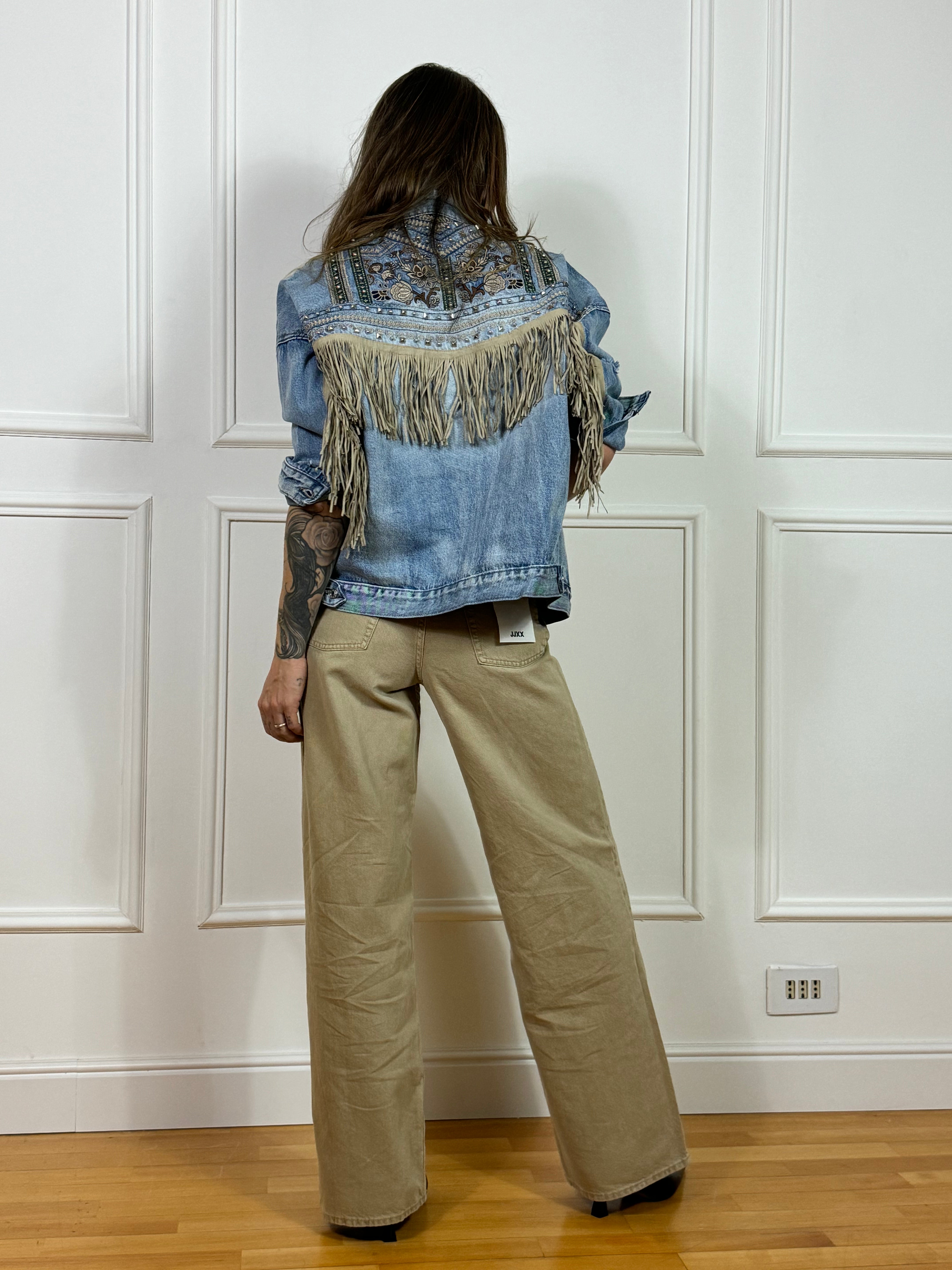 Giacca di jeans Susy Mix FRANGE BORCHIETTE RICAMO