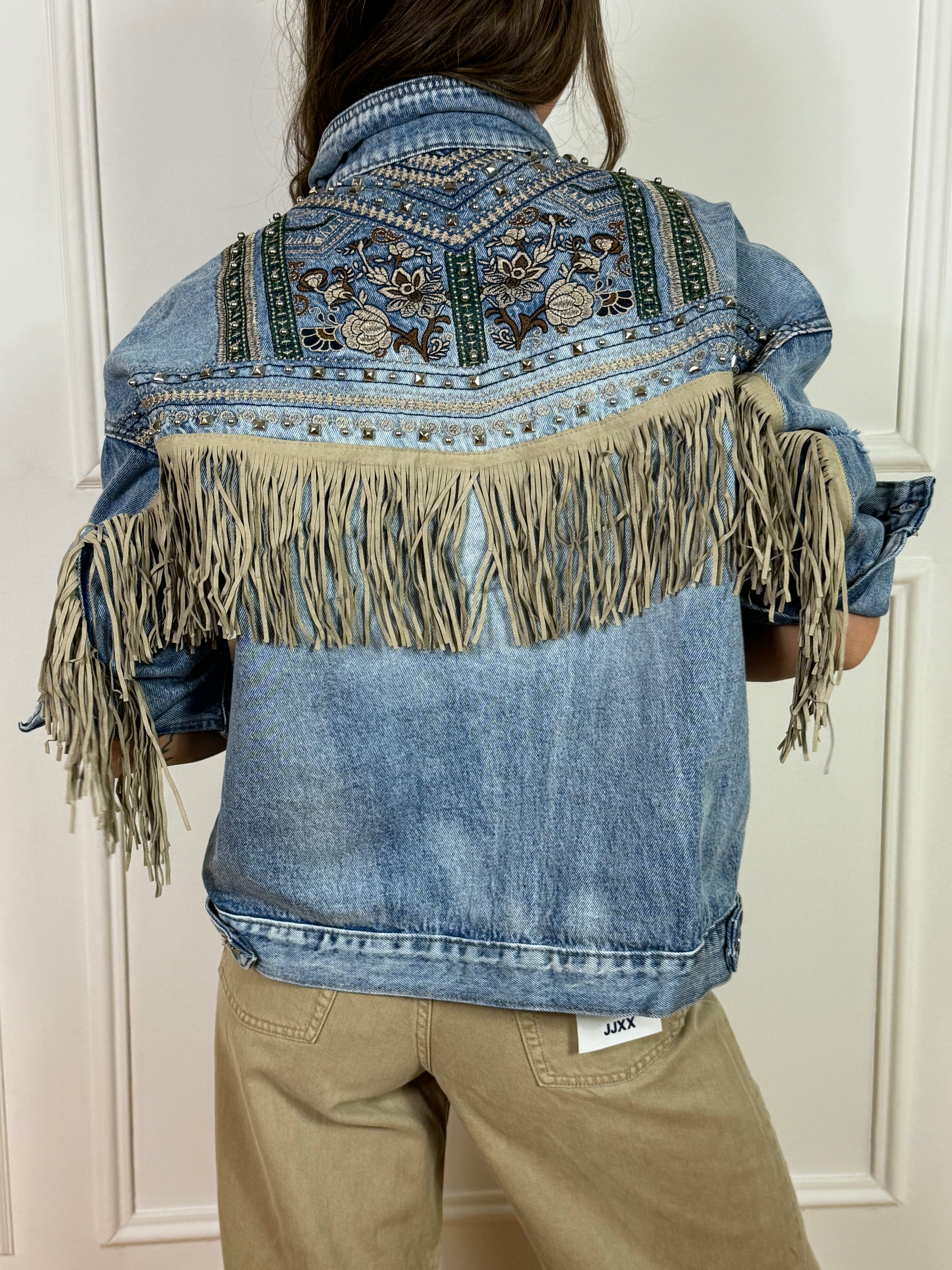 Giacca di jeans Susy Mix FRANGE BORCHIETTE RICAMO