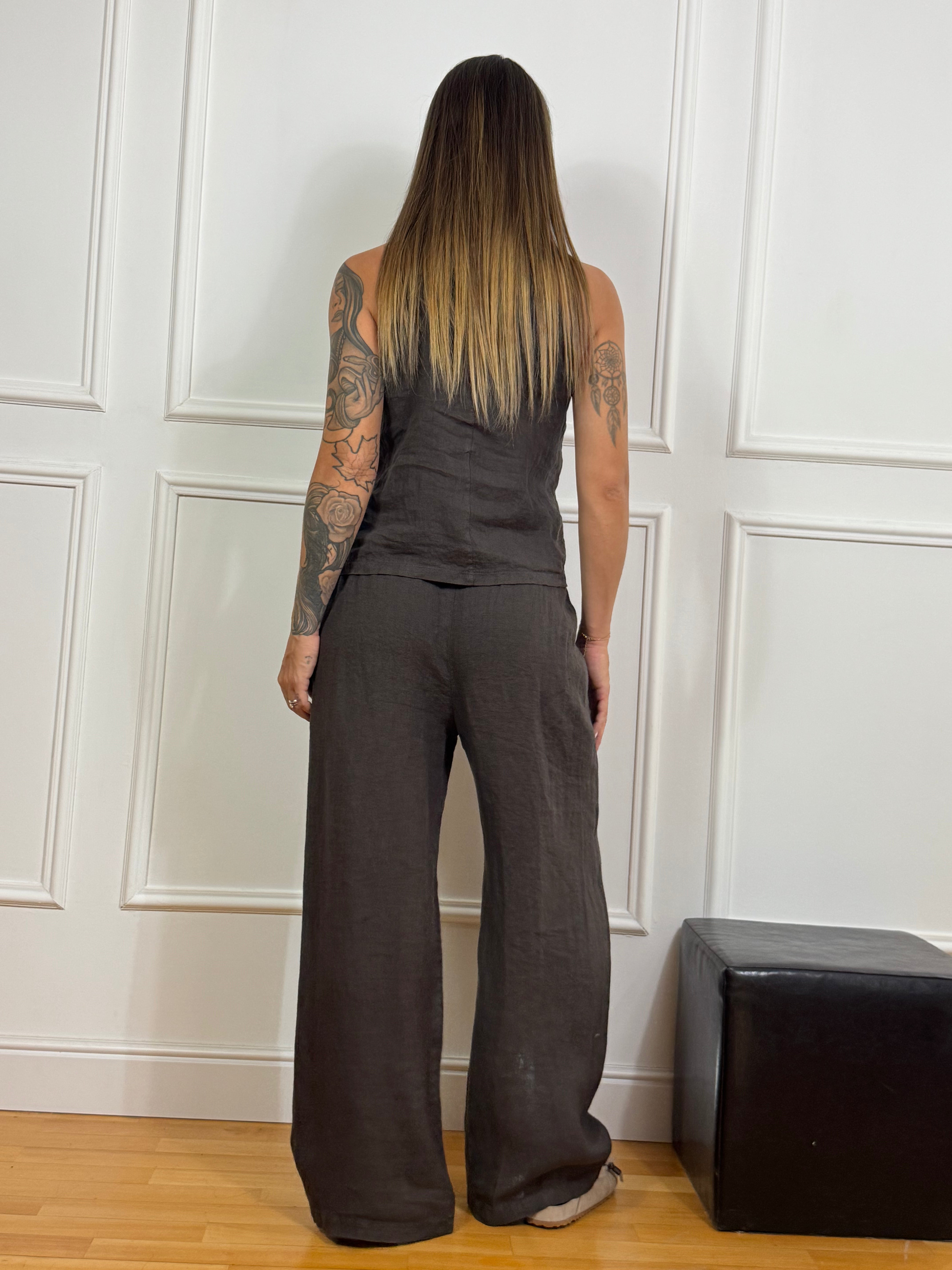 Pantalone in puro lino Tensione In TESTA DI MORO