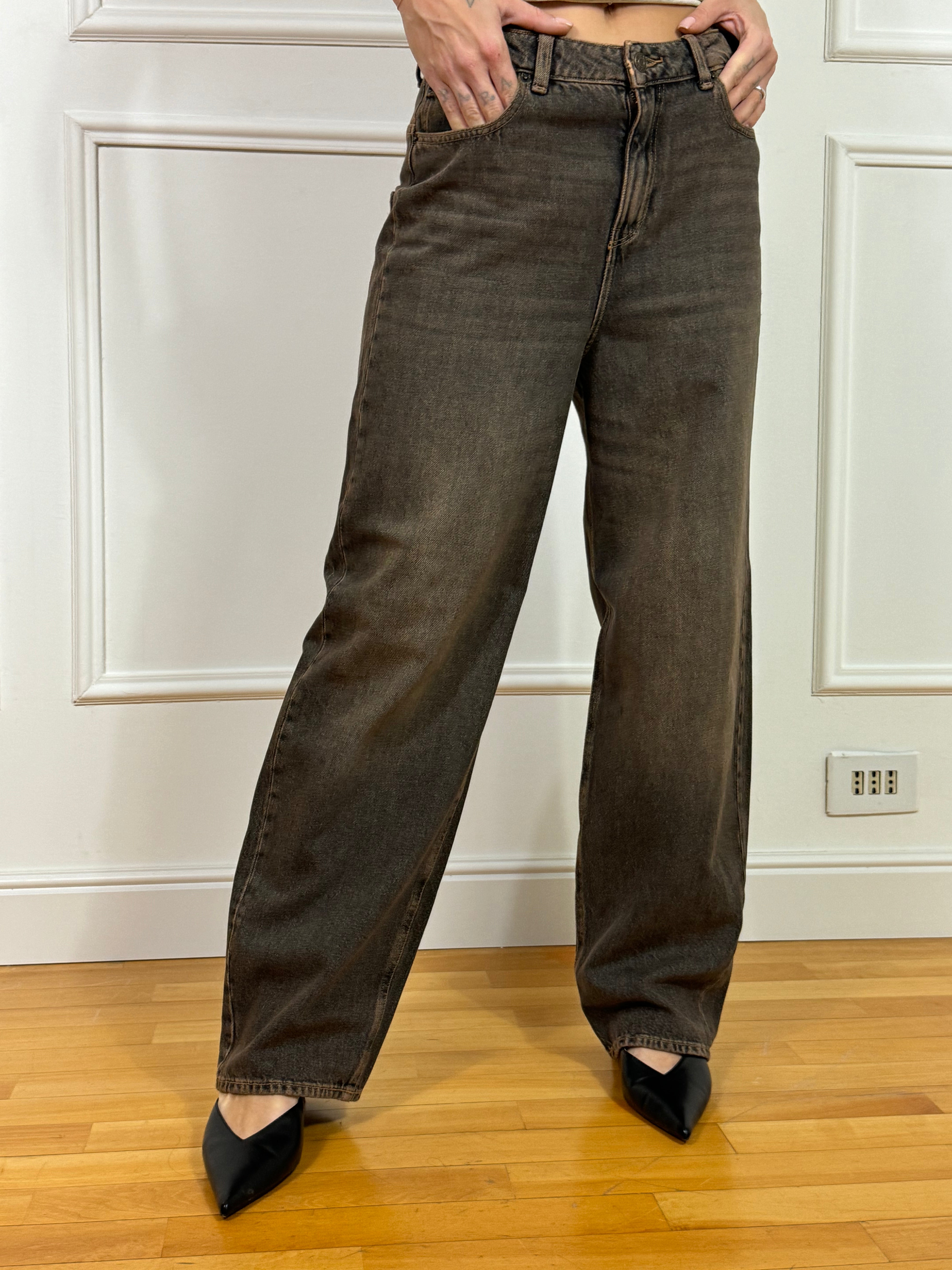 Jeans JJXX ERIN - BAGGY MID WAIST - Lavaggio MEDIUM BROWN DENIM