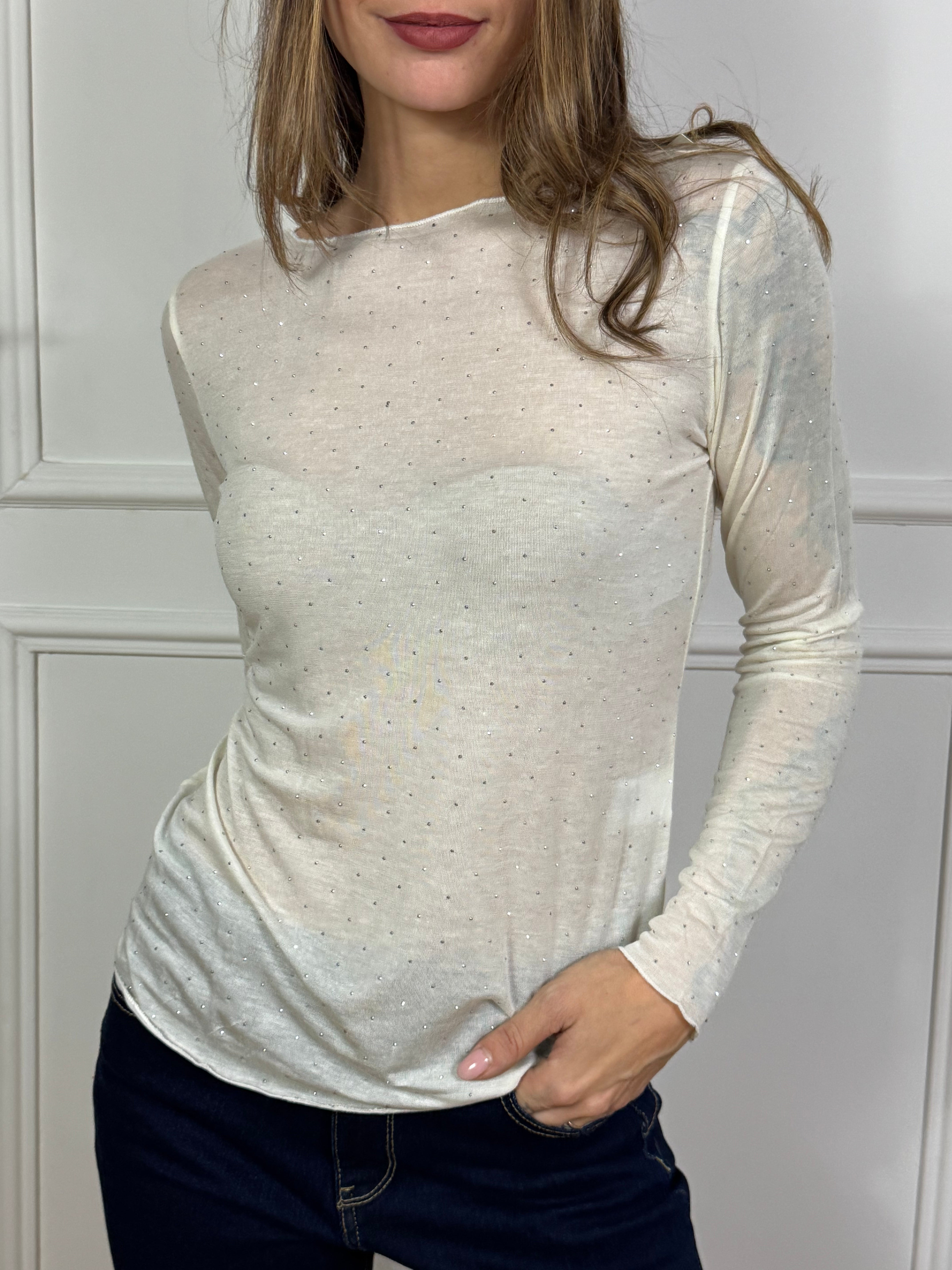 Maglia seconda pelle MISTO CASHMERE Victoria ILMH BARCHETTA - PUNTI LUCE