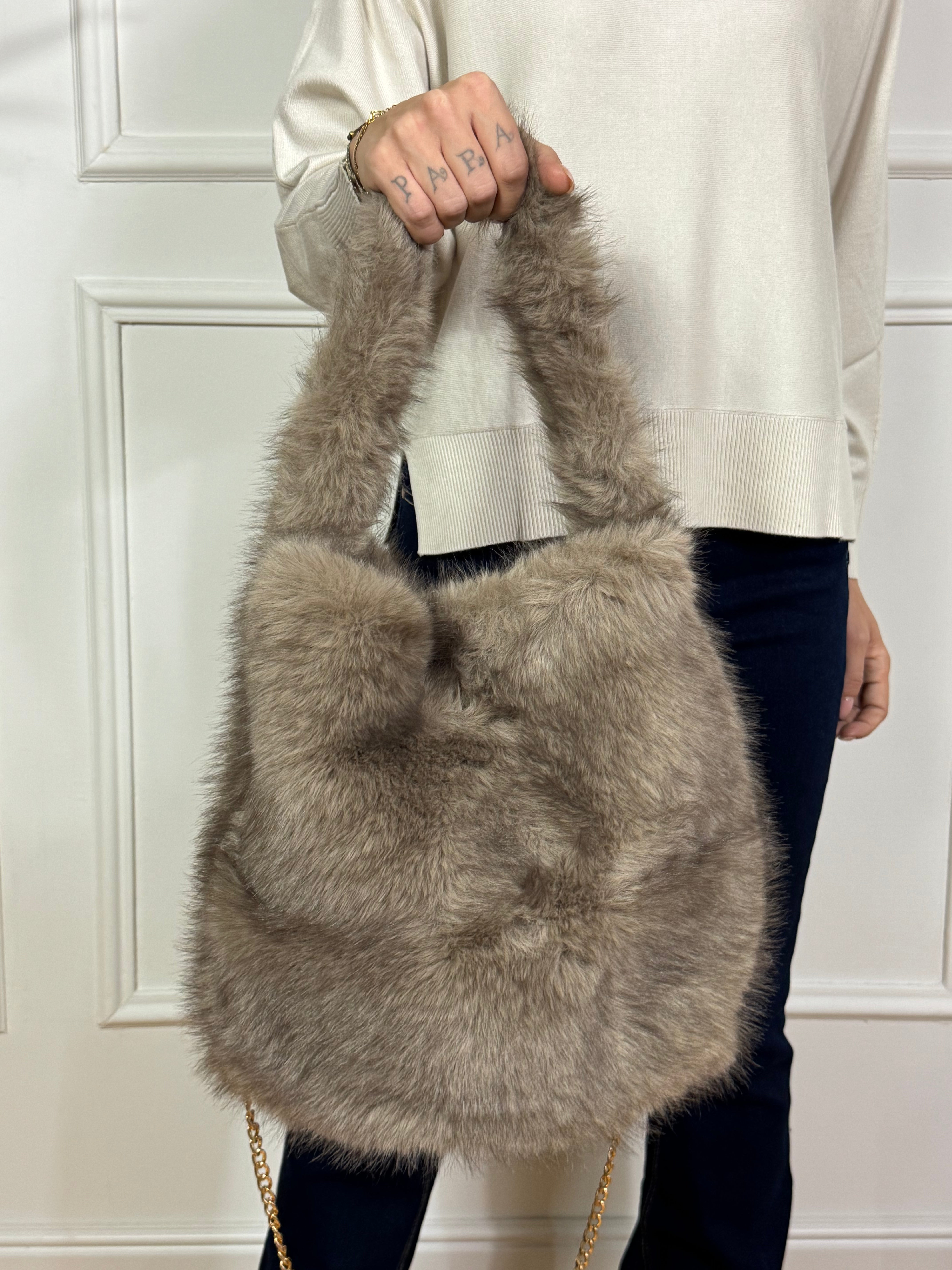 Borsa SECCHIELLO PELUCHE Victoria ILMH - GRANDE - TORTORA