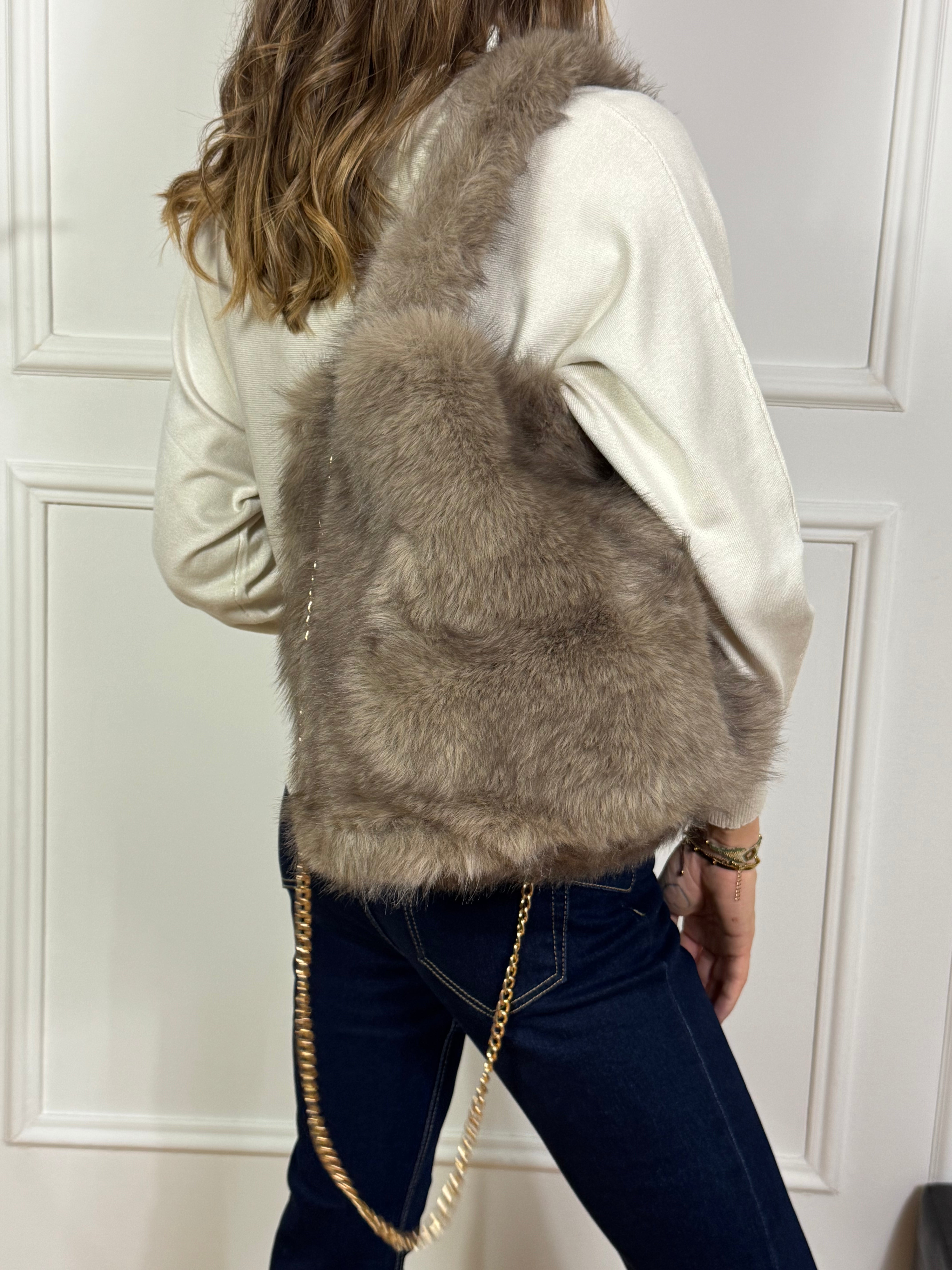 Borsa SECCHIELLO PELUCHE Victoria ILMH - GRANDE - TORTORA