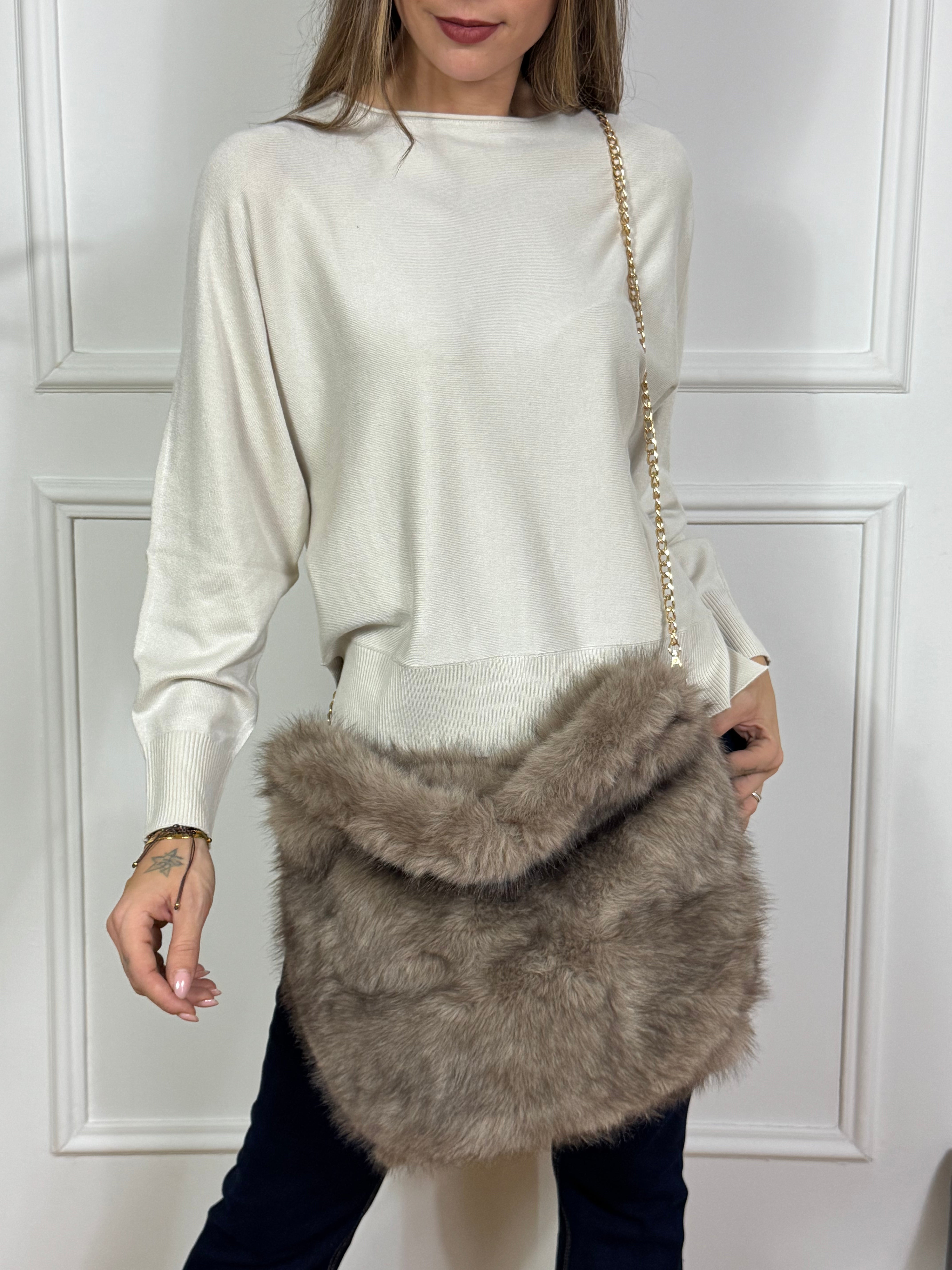 Borsa SECCHIELLO PELUCHE Victoria ILMH - GRANDE - TORTORA