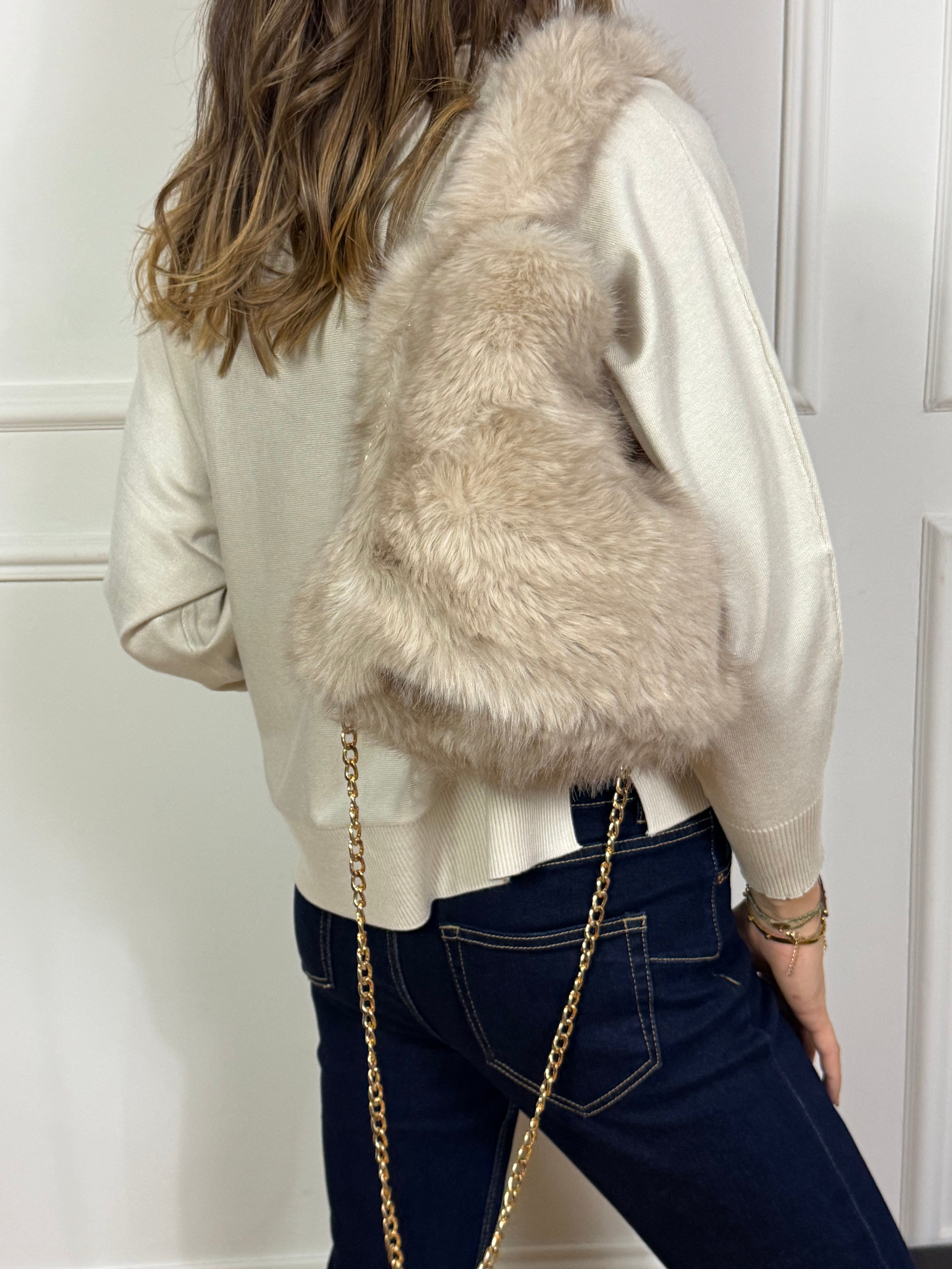 Borsa SECCHIELLO PELUCHE Victoria ILMH - PICCOLA - PANNA