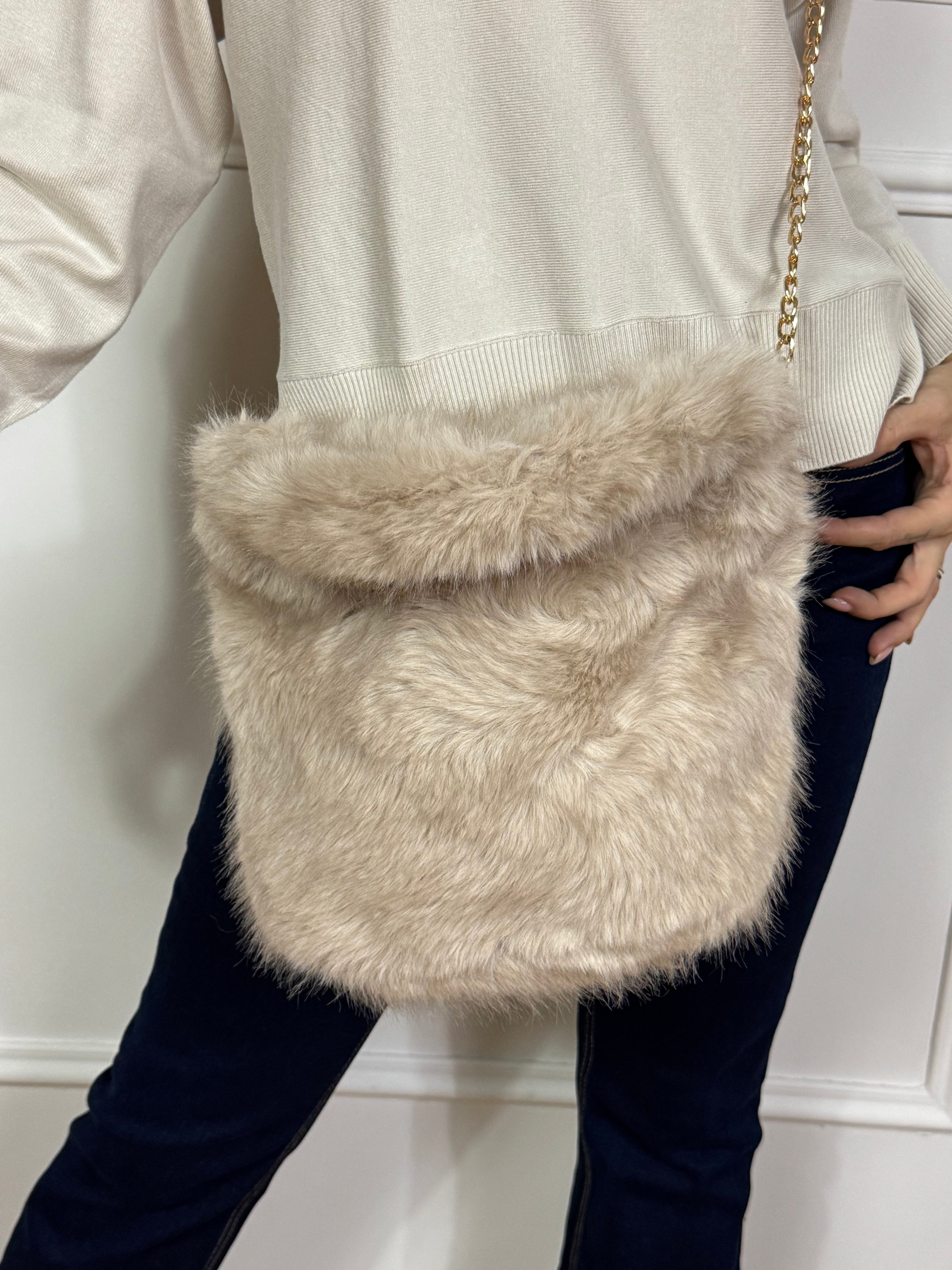 Borsa SECCHIELLO PELUCHE Victoria ILMH - PICCOLA - PANNA