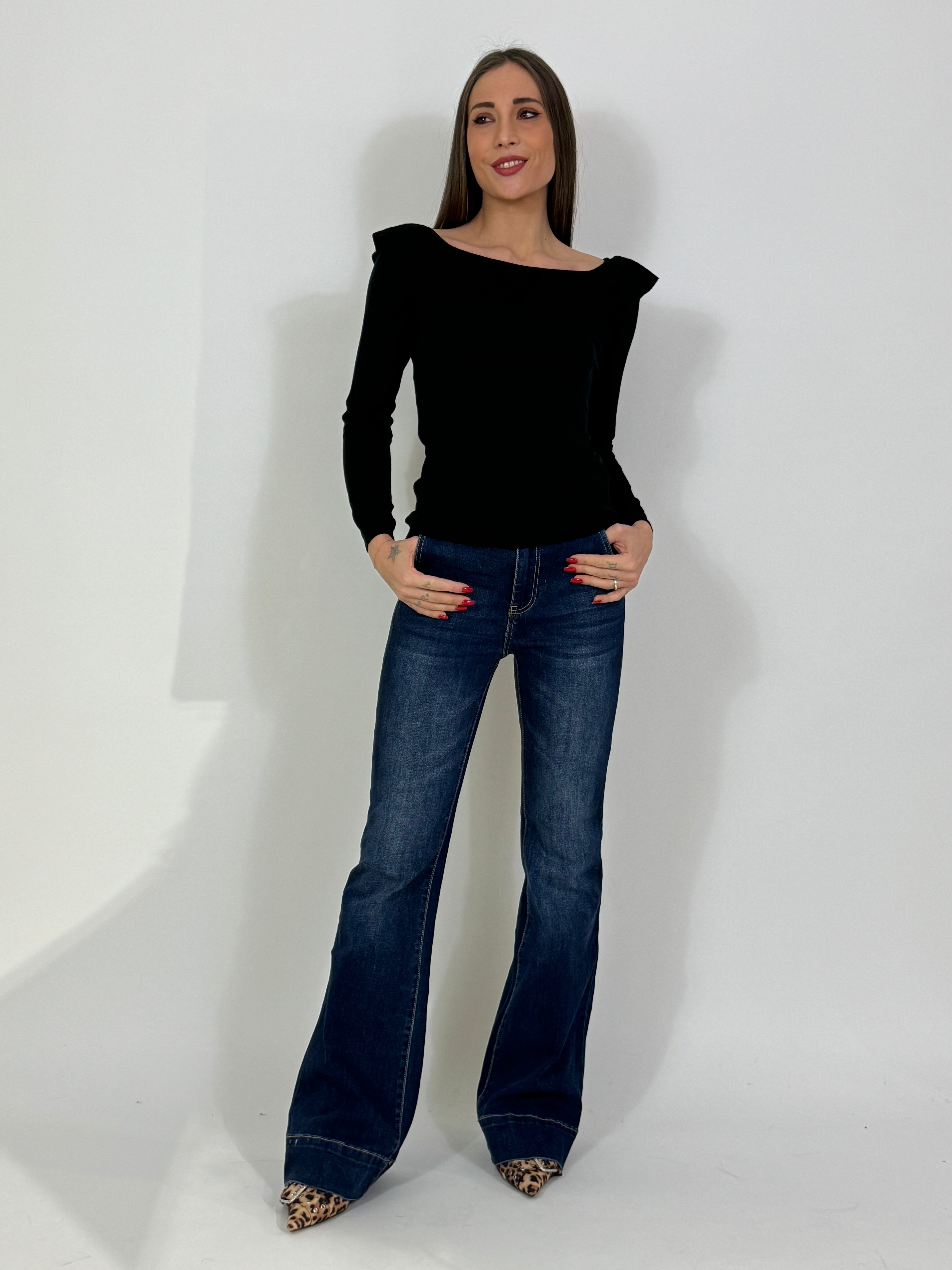 Jeans Victoria ILMH a zampa DENIM BLU