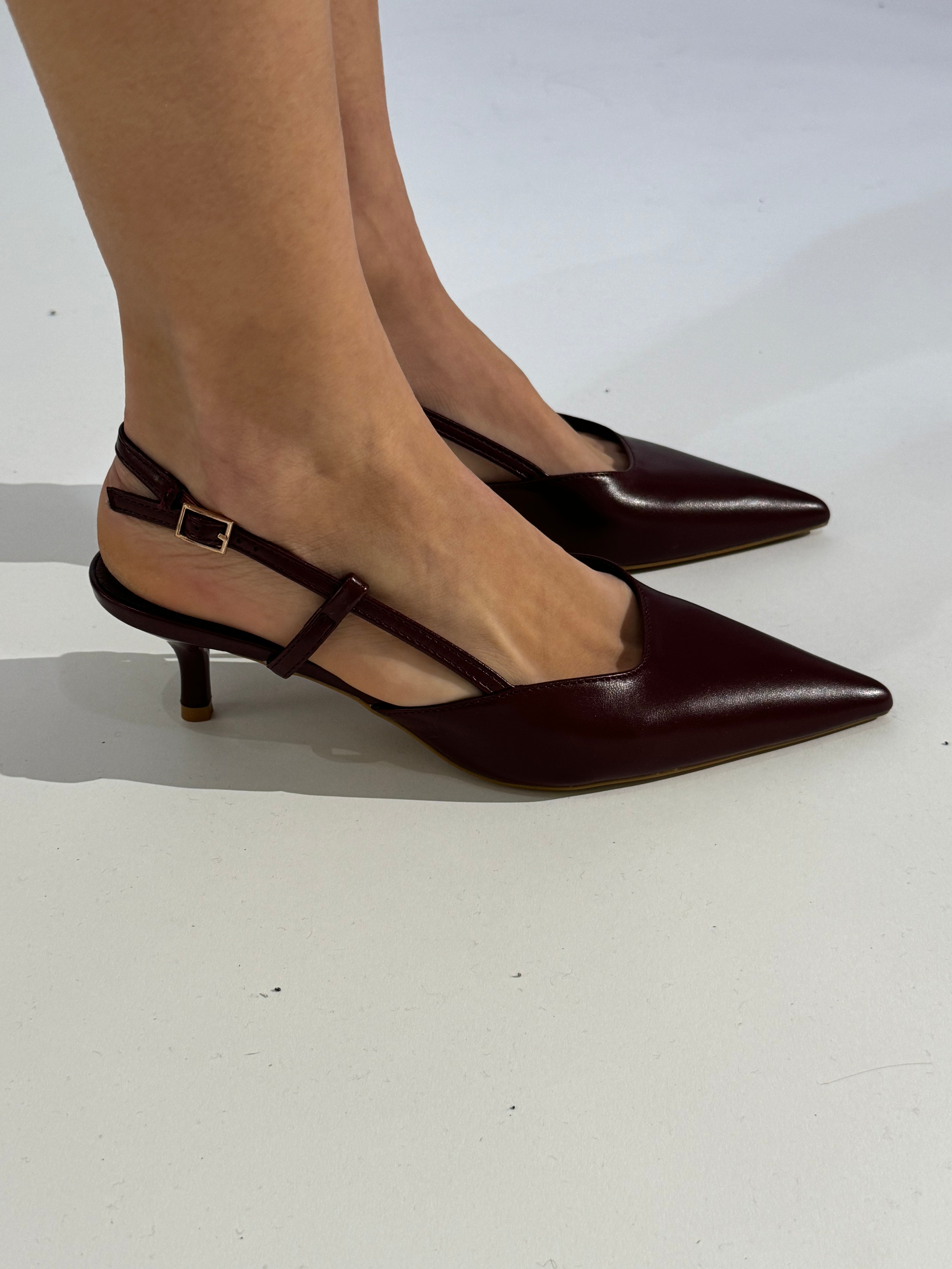 Scarpa slingback a punta con tacco BORDEAUX