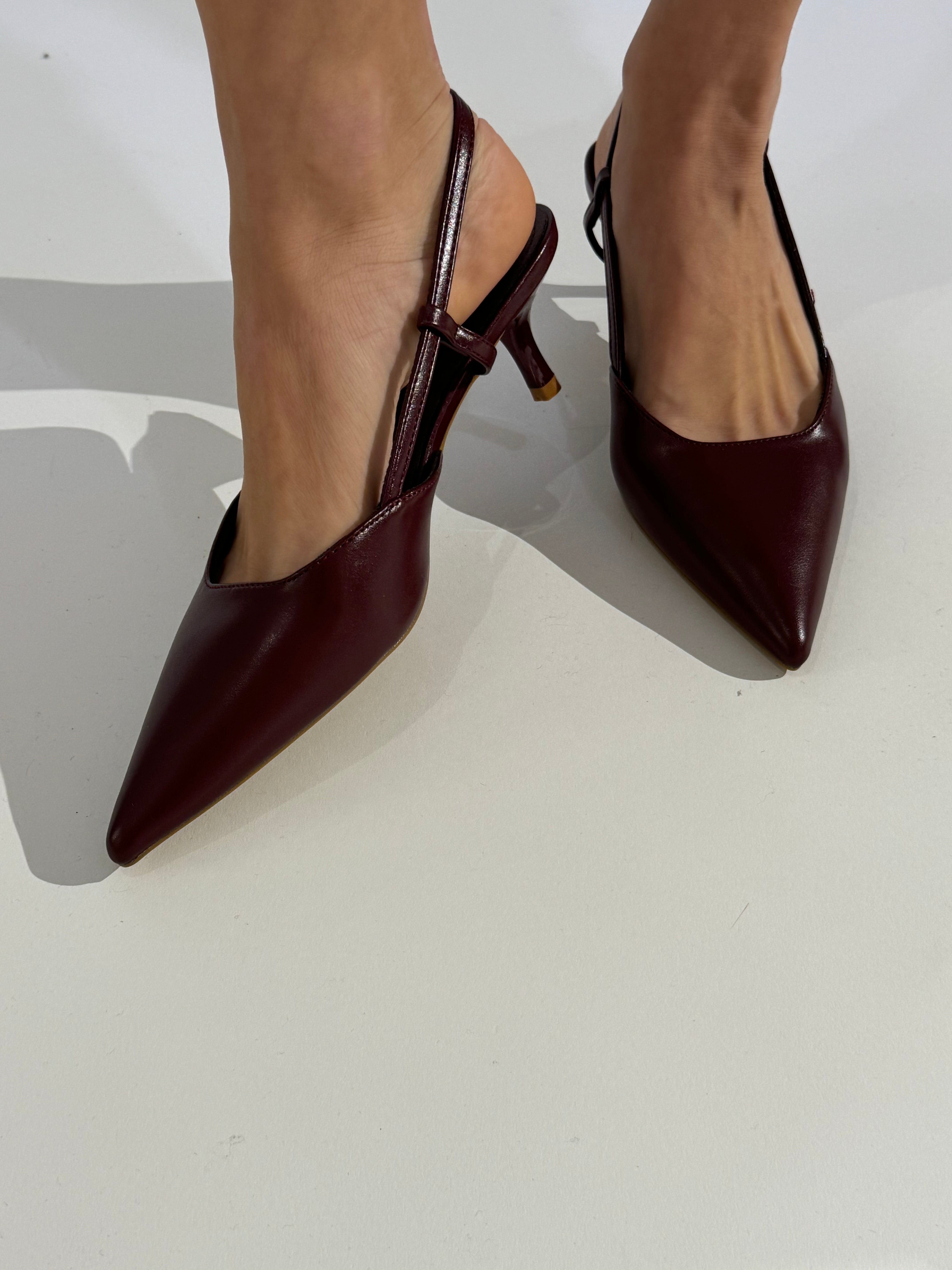 Scarpa slingback a punta con tacco BORDEAUX