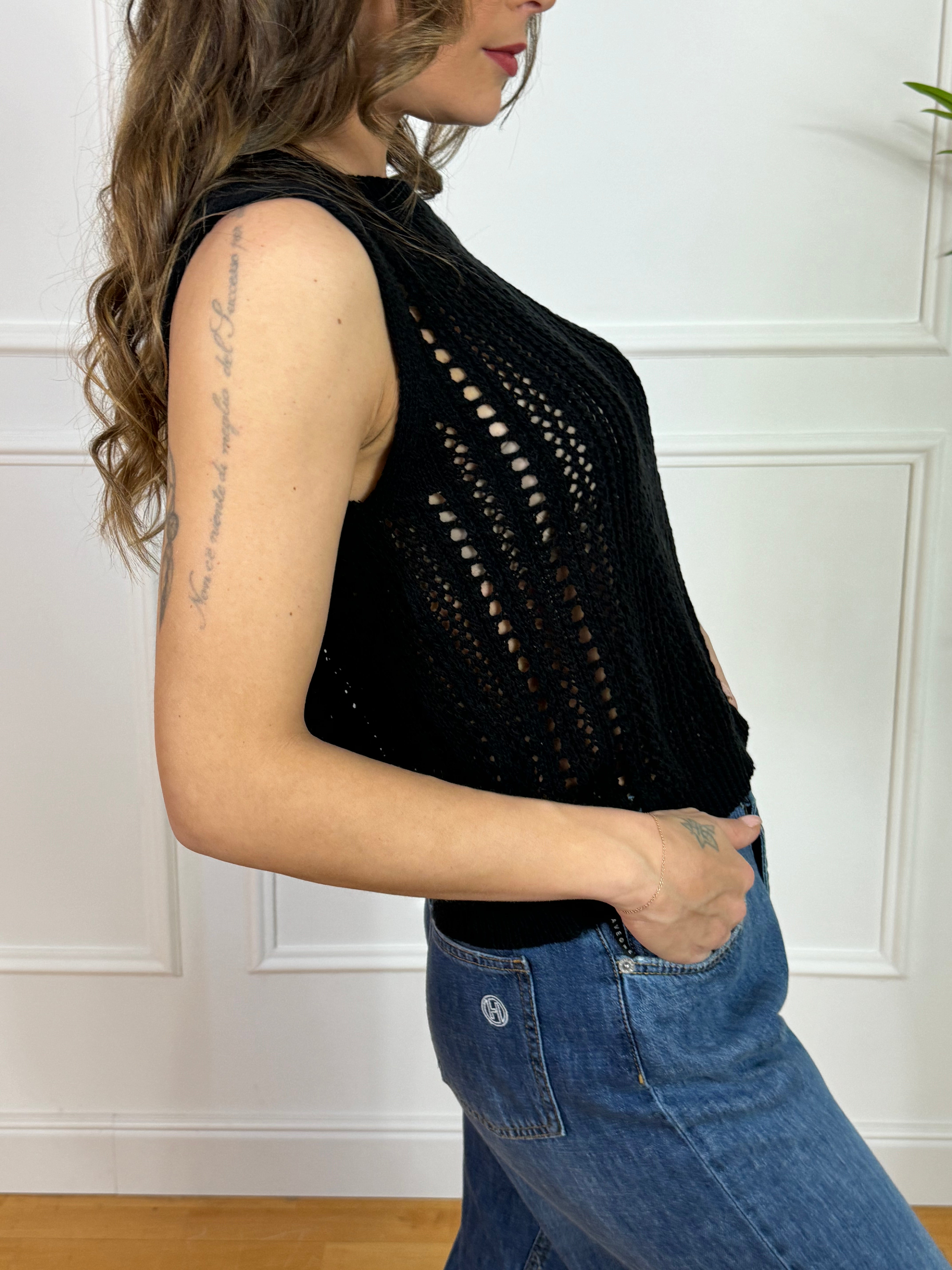 Gilet maglia traforata smanicata Have One