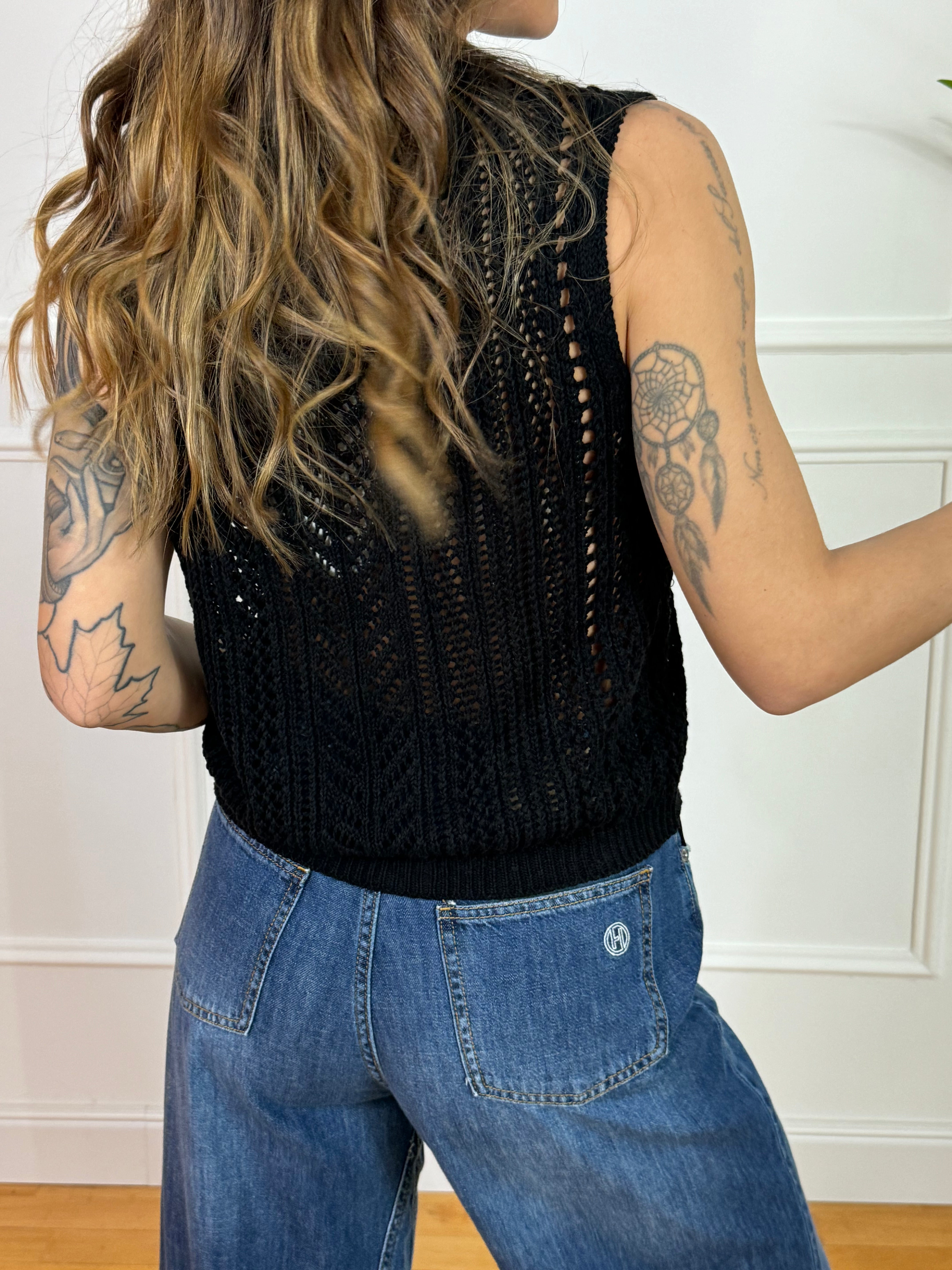 Gilet maglia traforata smanicata Have One