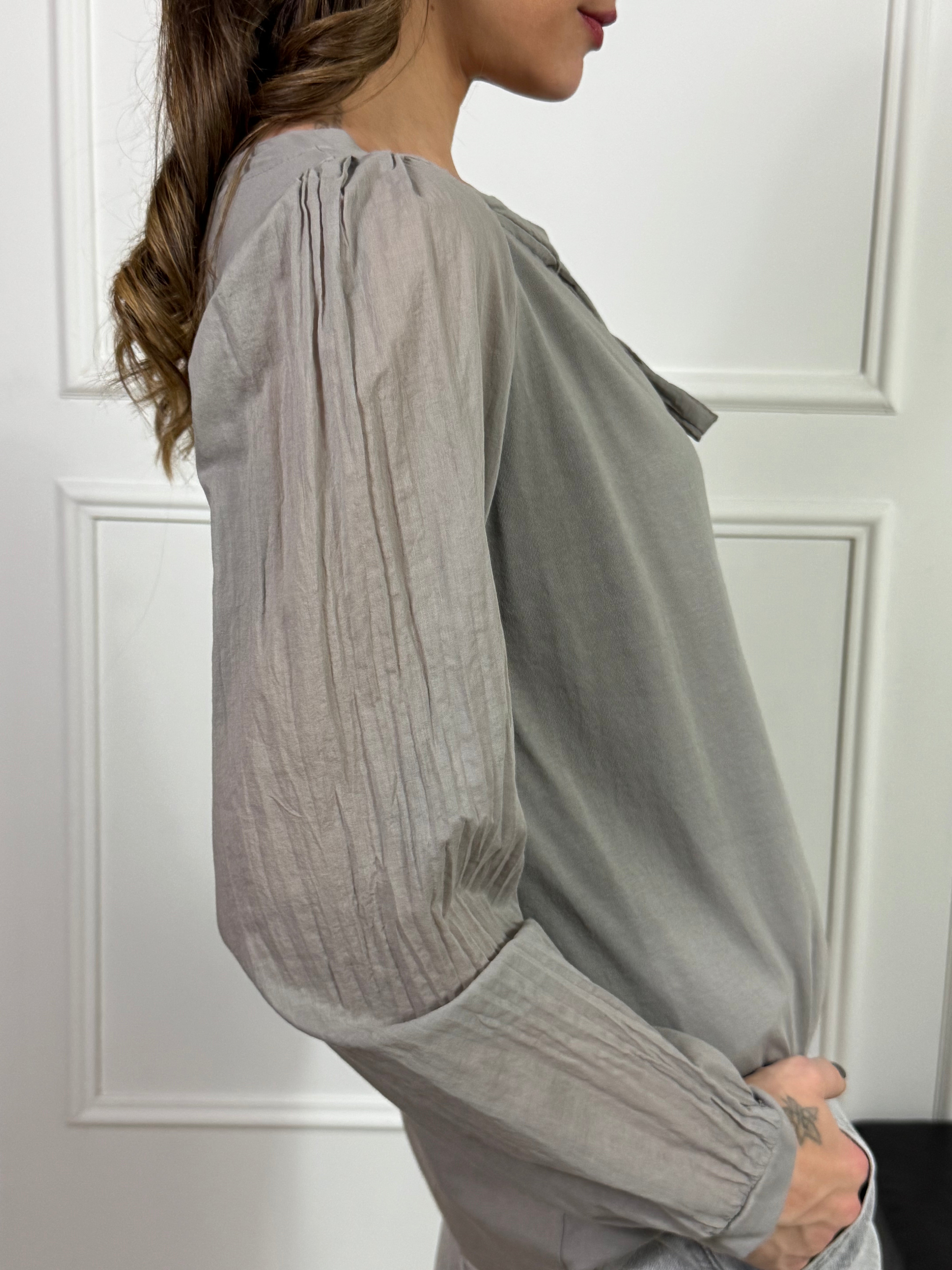 Maglia casacca in cotone Victoria con fiocco