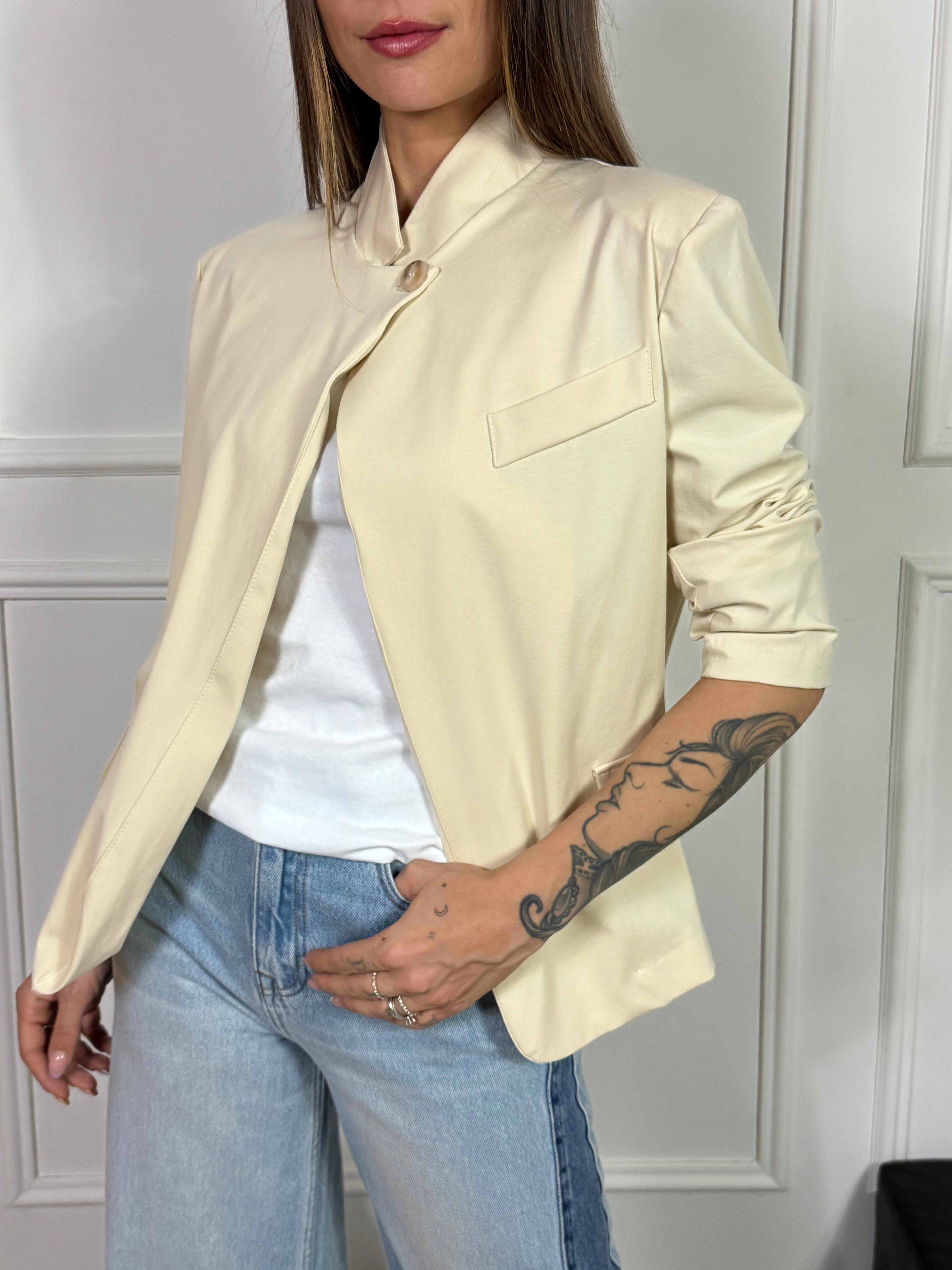 Giacca blazer punto Milano VICTORIA ILMH coreana un bottone