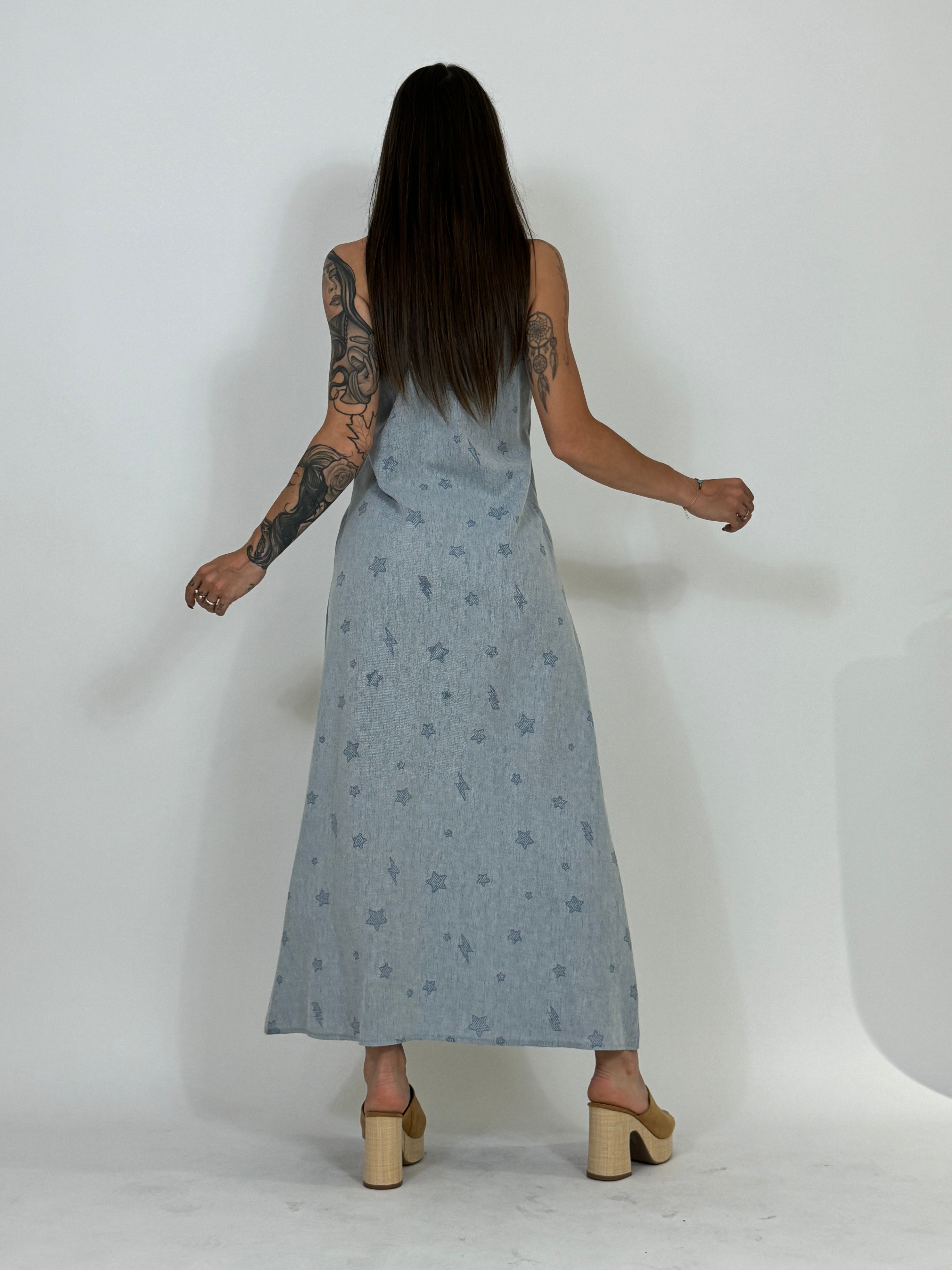 Abito lungo chemisier Kikisix in chambray STELLE E FULMINI