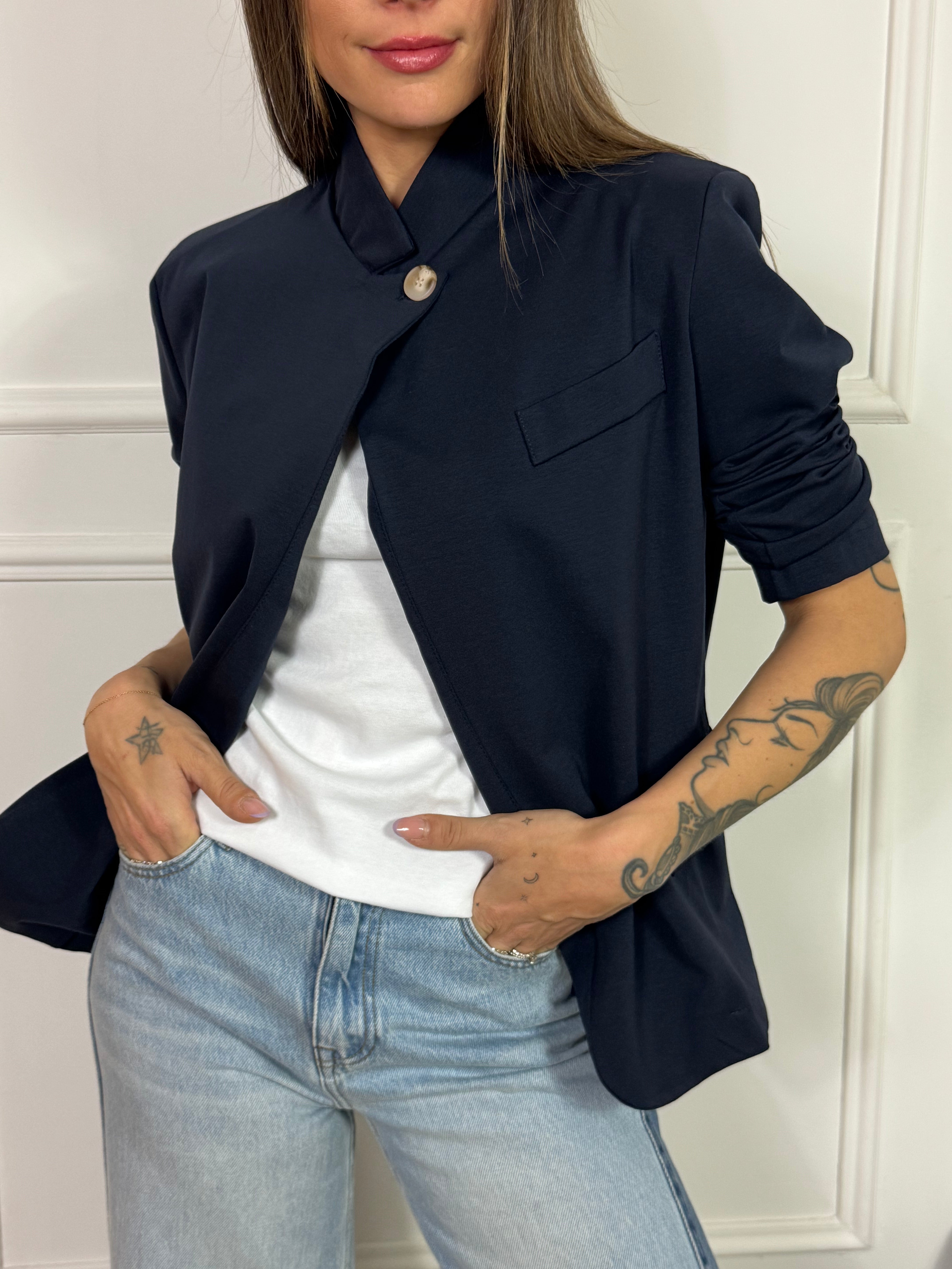 Giacca blazer punto Milano VICTORIA ILMH coreana un bottone