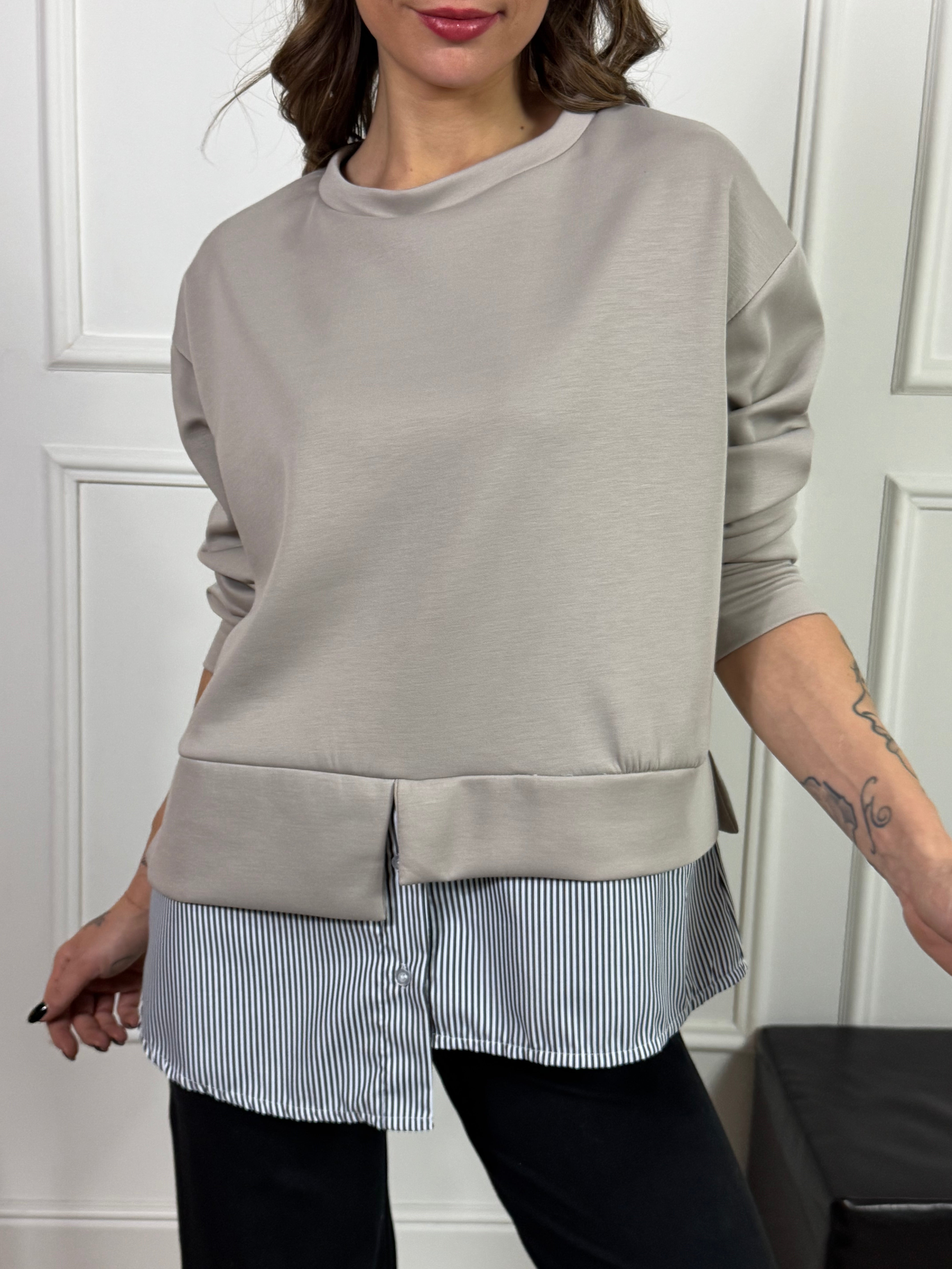 Felpa in tessuto tecnico Victoria ILMH con camicia rigata