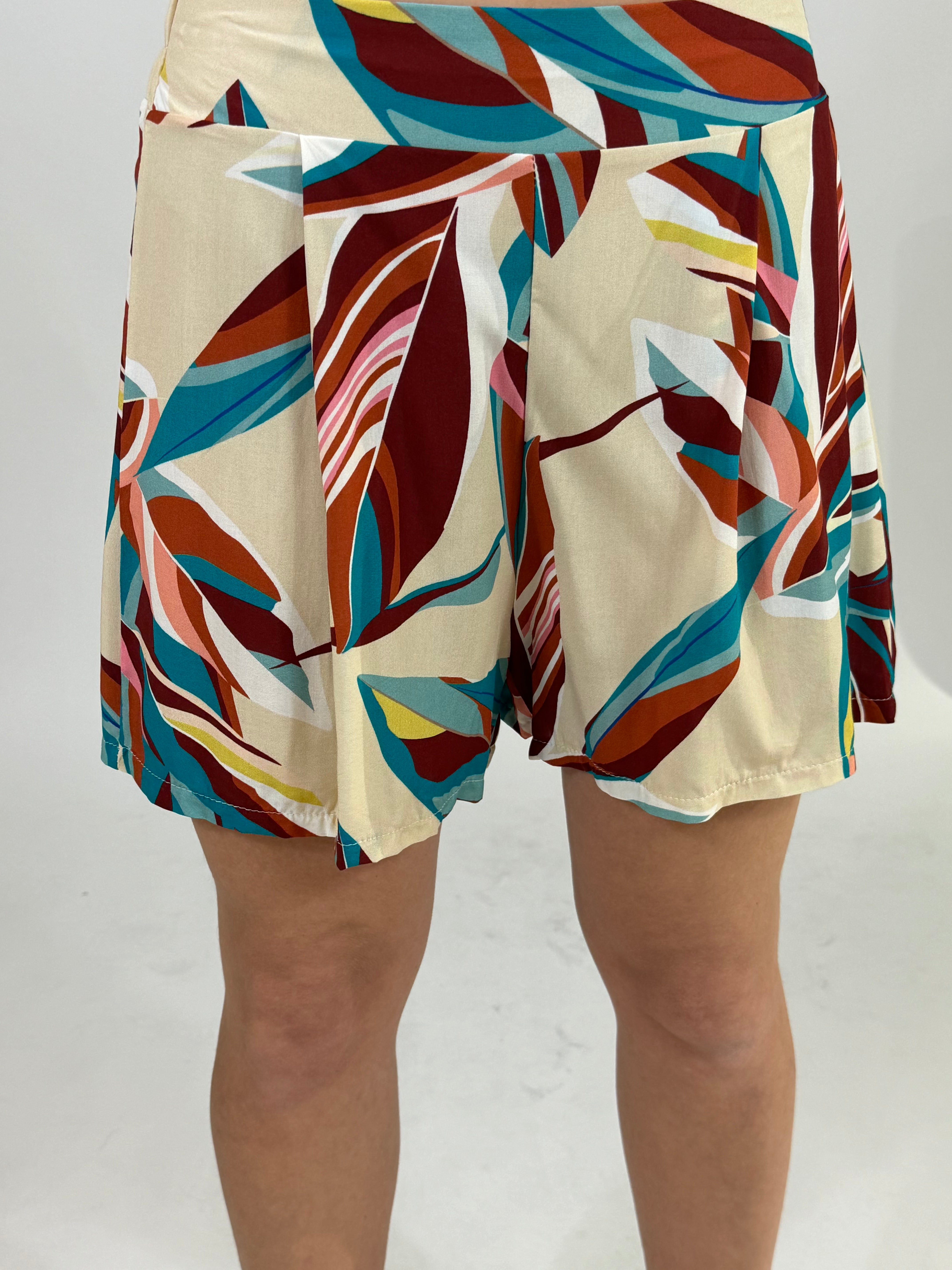 Shorts Kikisix fantasia stampa foglie colorate