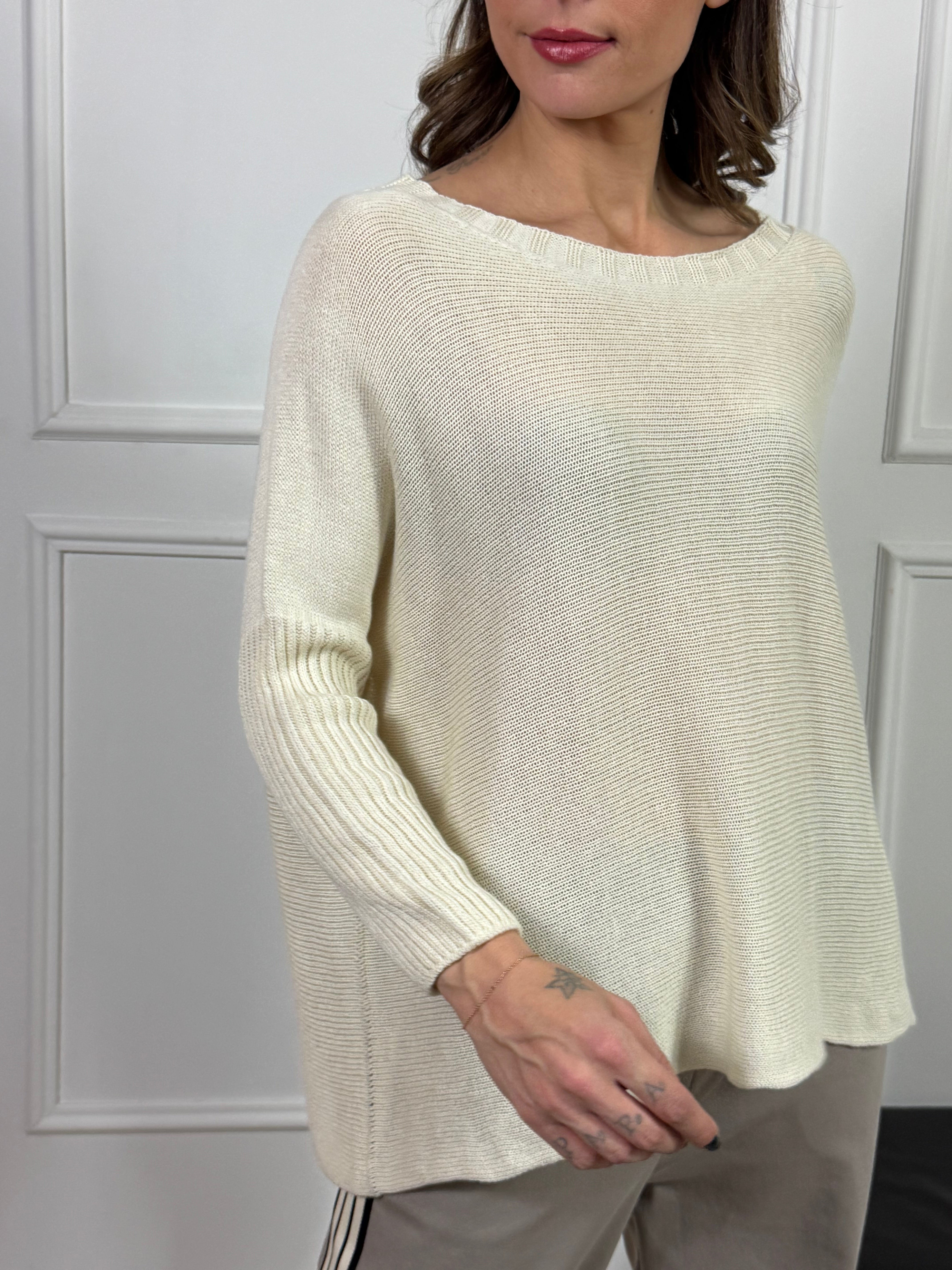 Maglia in COTONE Victoria ILMH MANICA 3/4 E SCOLLO CANNETTATI