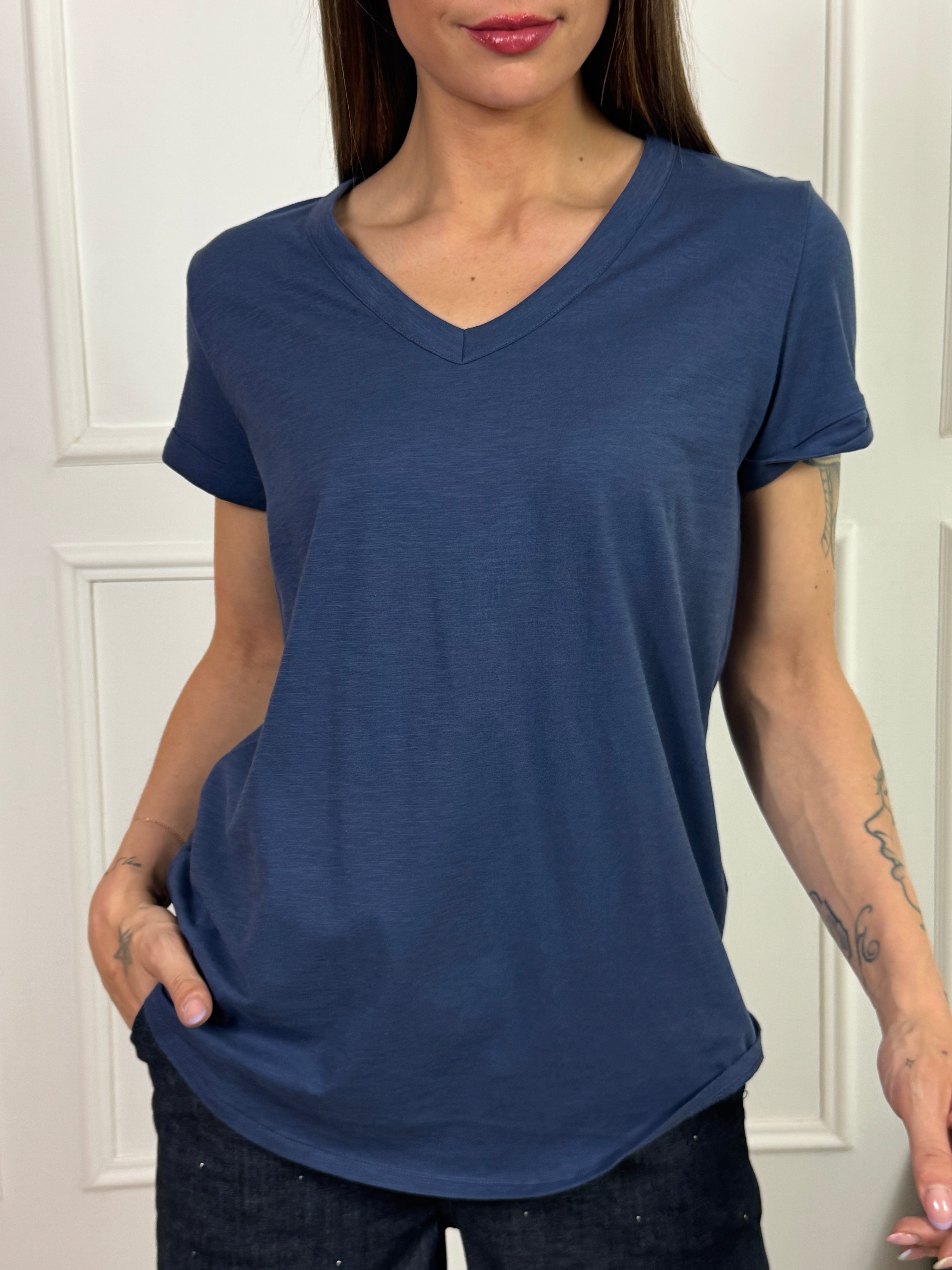 T-SHIRT SCOLLO V Ragno ART. DN36T8