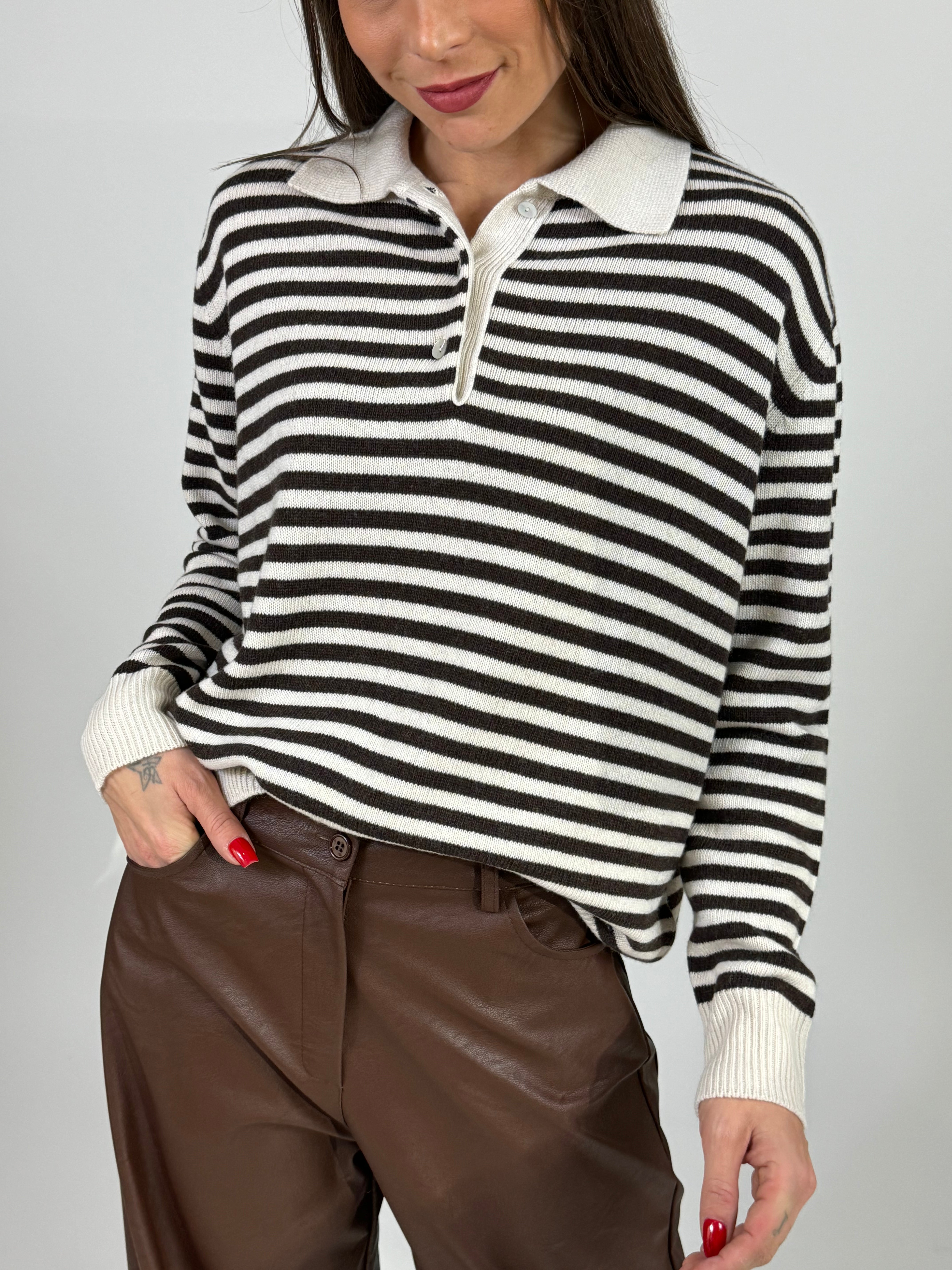 Maglia polo manica lunga Tensione In a righe