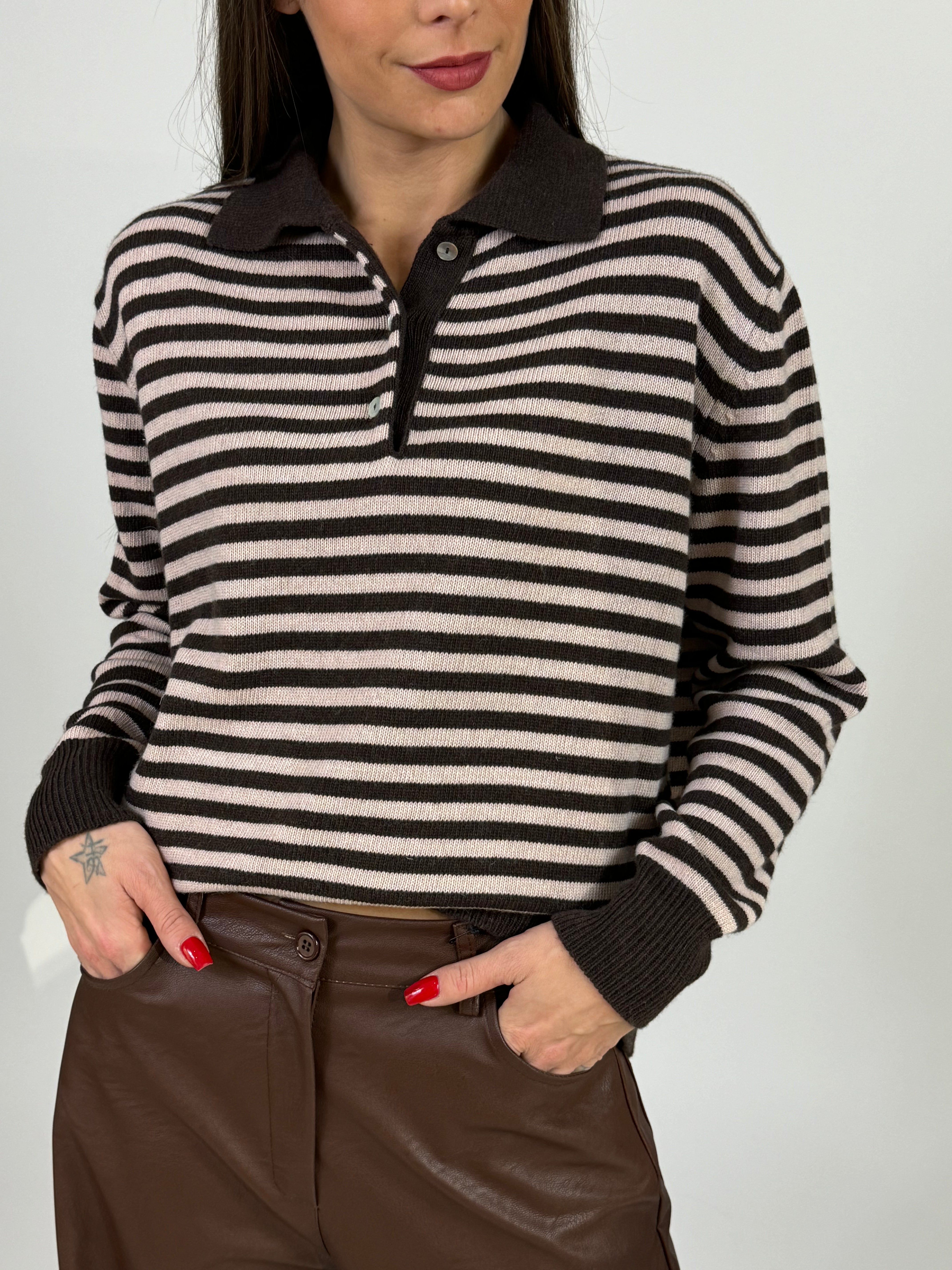 Maglia polo manica lunga Tensione In a righe