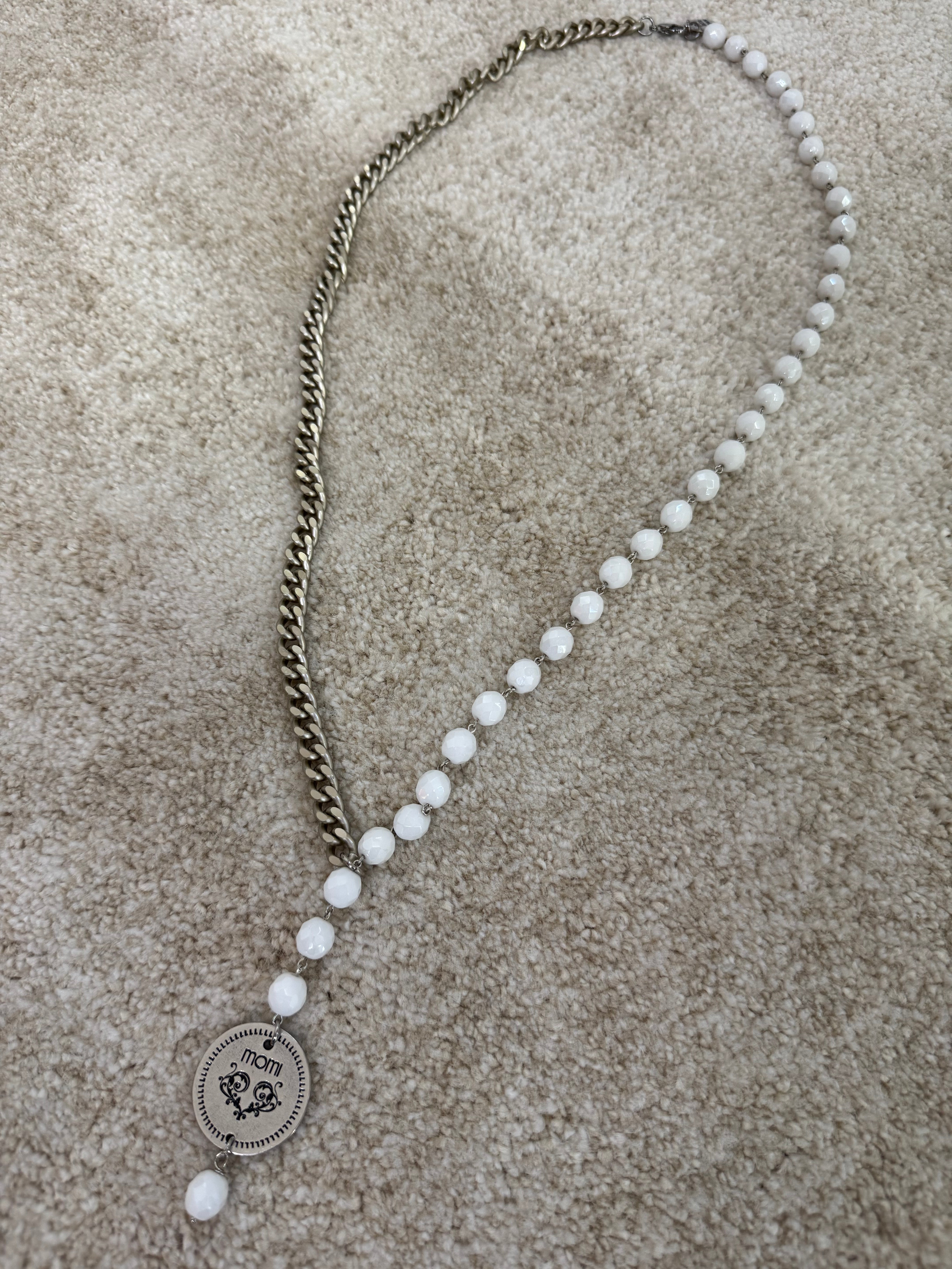 Collana Momi FRANCESCA LUNGA - catena ARGENTO - ciondolo MEDAGLIA TONDO