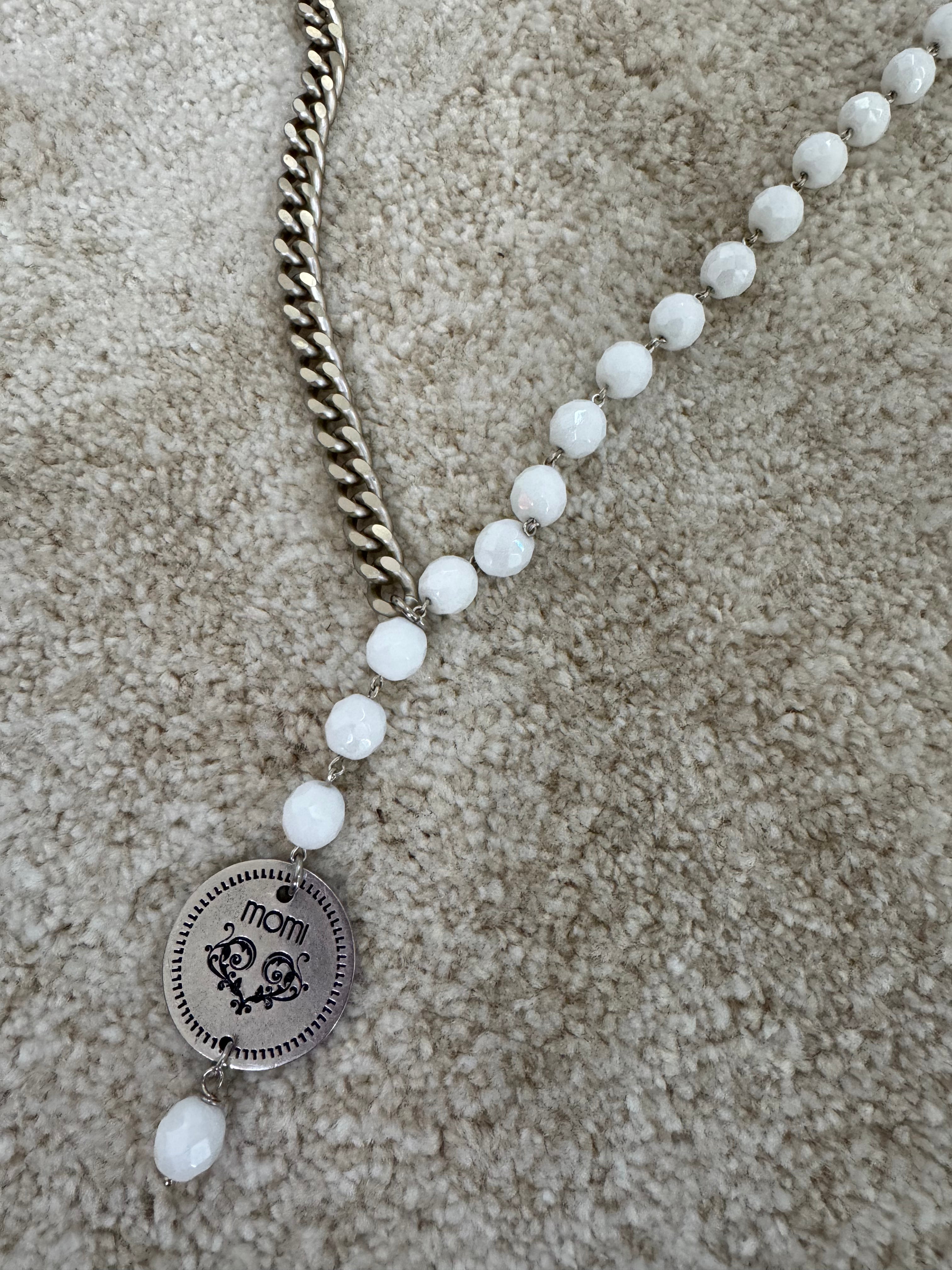 Collana Momi FRANCESCA LUNGA - catena ARGENTO - ciondolo MEDAGLIA TONDO