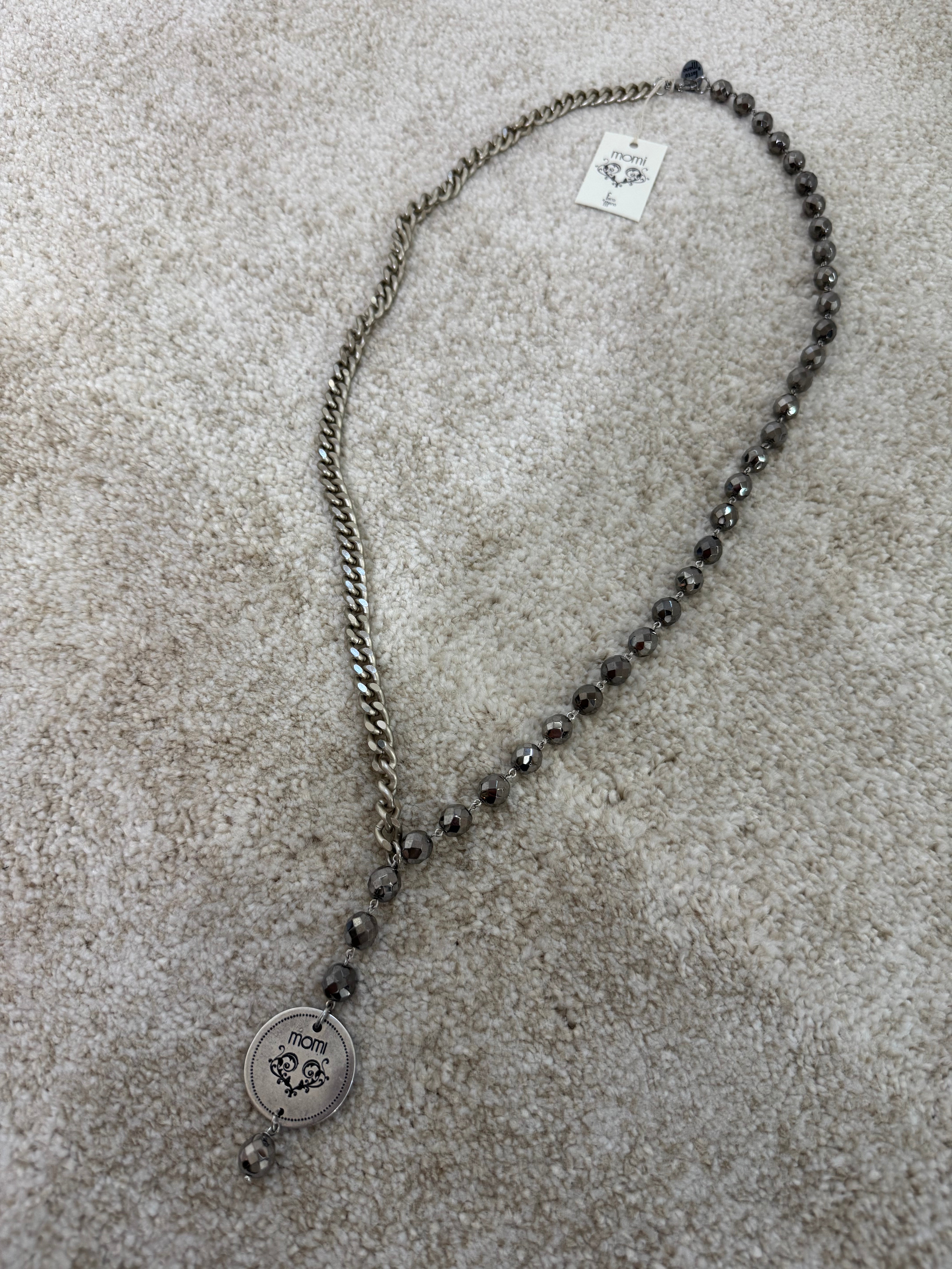 Collana Momi FRANCESCA LUNGA - catena ARGENTO - ciondolo MEDAGLIA TONDO