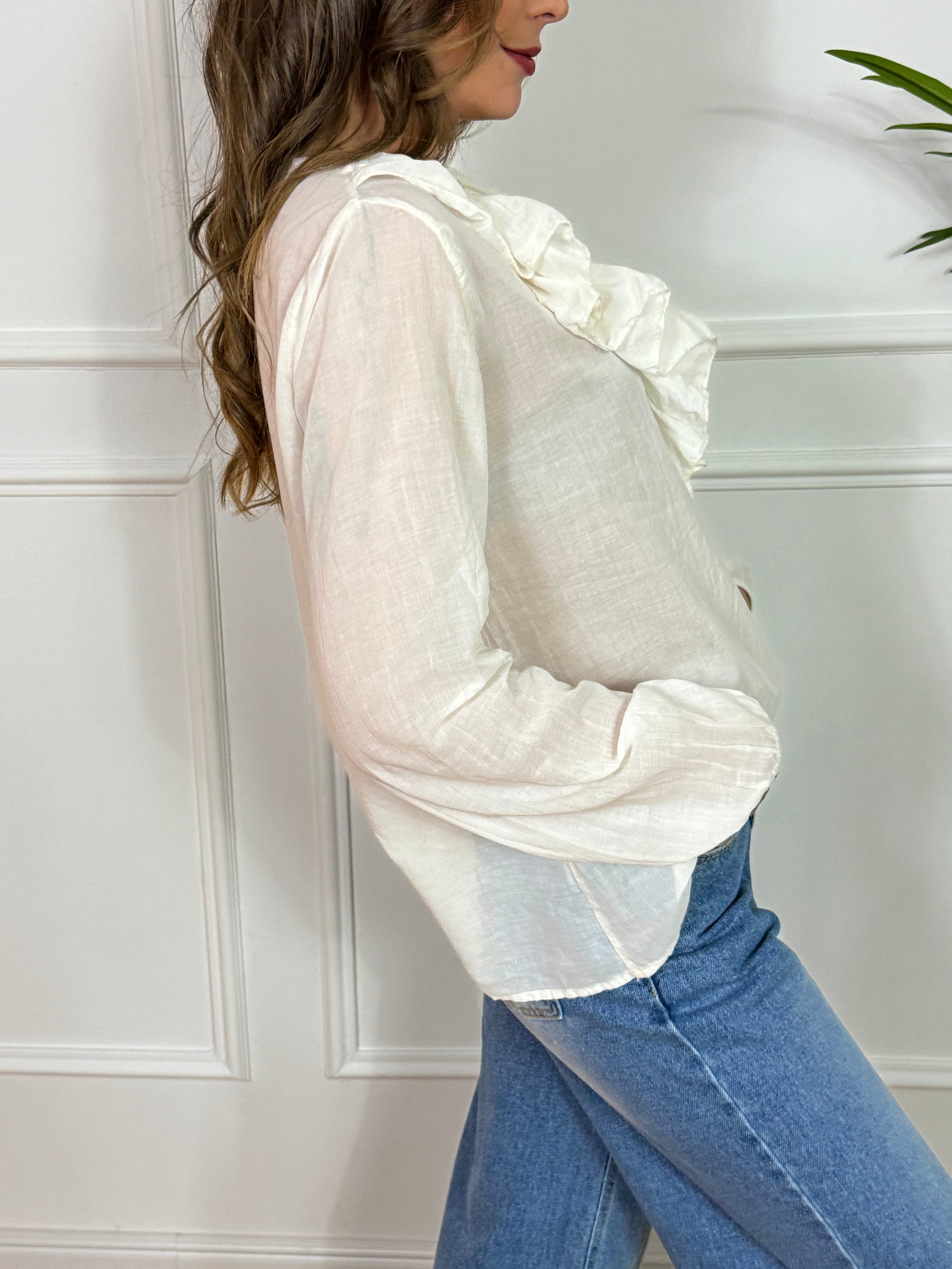 Camicia in cotone leggero Kikisix ROUCHES DAVANTI CON LACCETTO