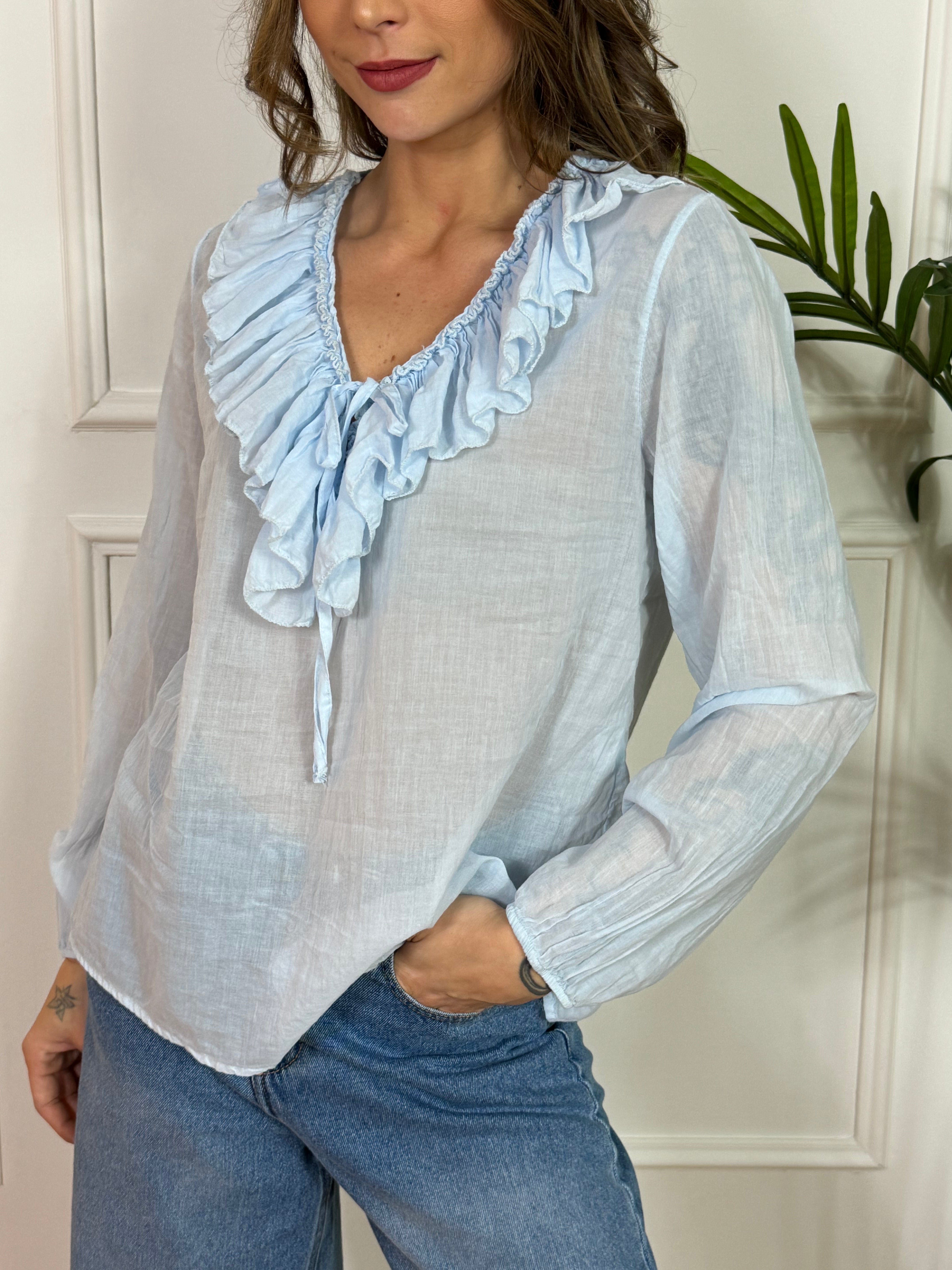 Camicia in cotone leggero Kikisix ROUCHES DAVANTI CON LACCETTO