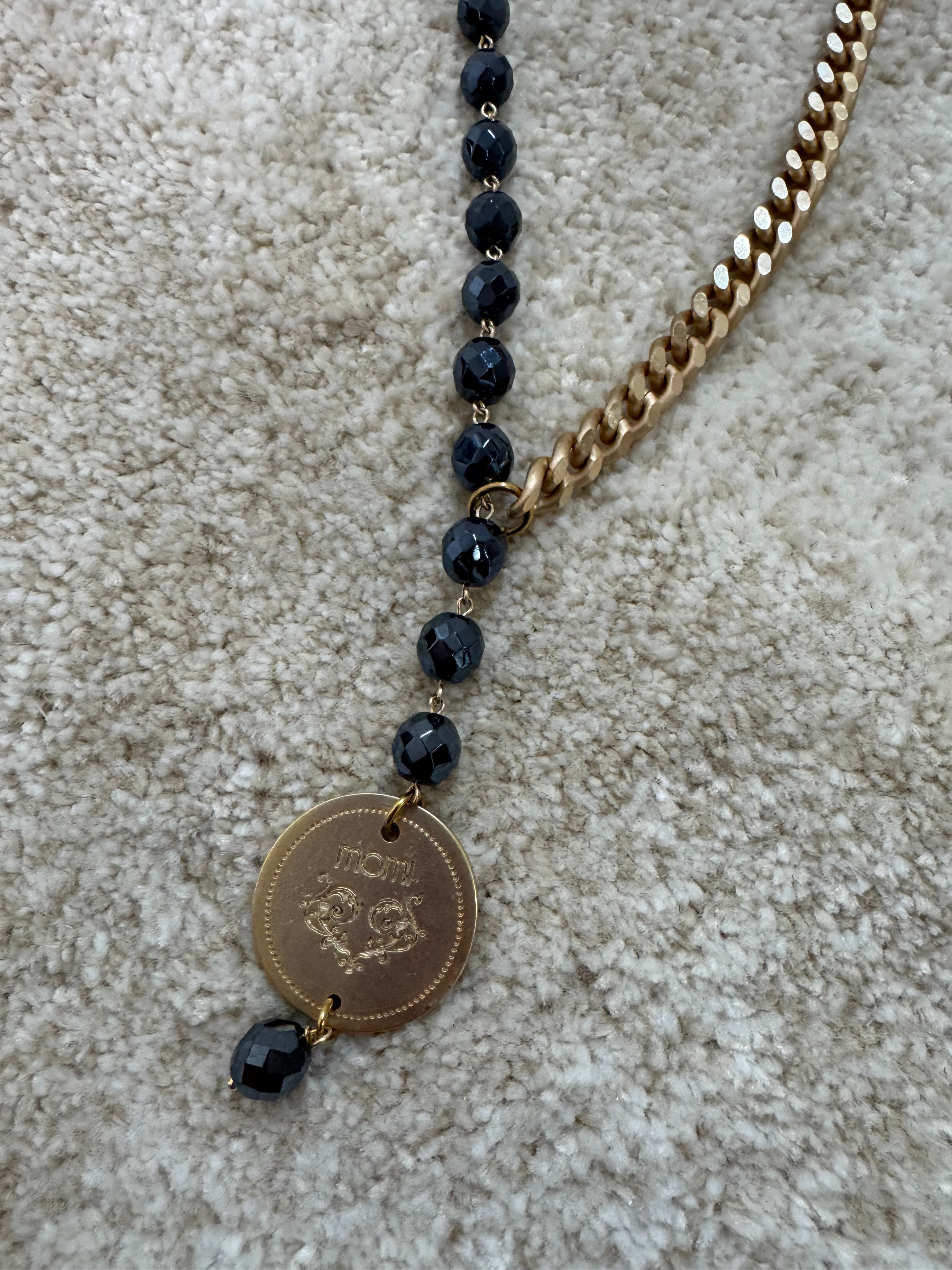 Collana Momi FRANCESCA LUNGA - catena ORO - ciondolo MEDAGLIA TONDO