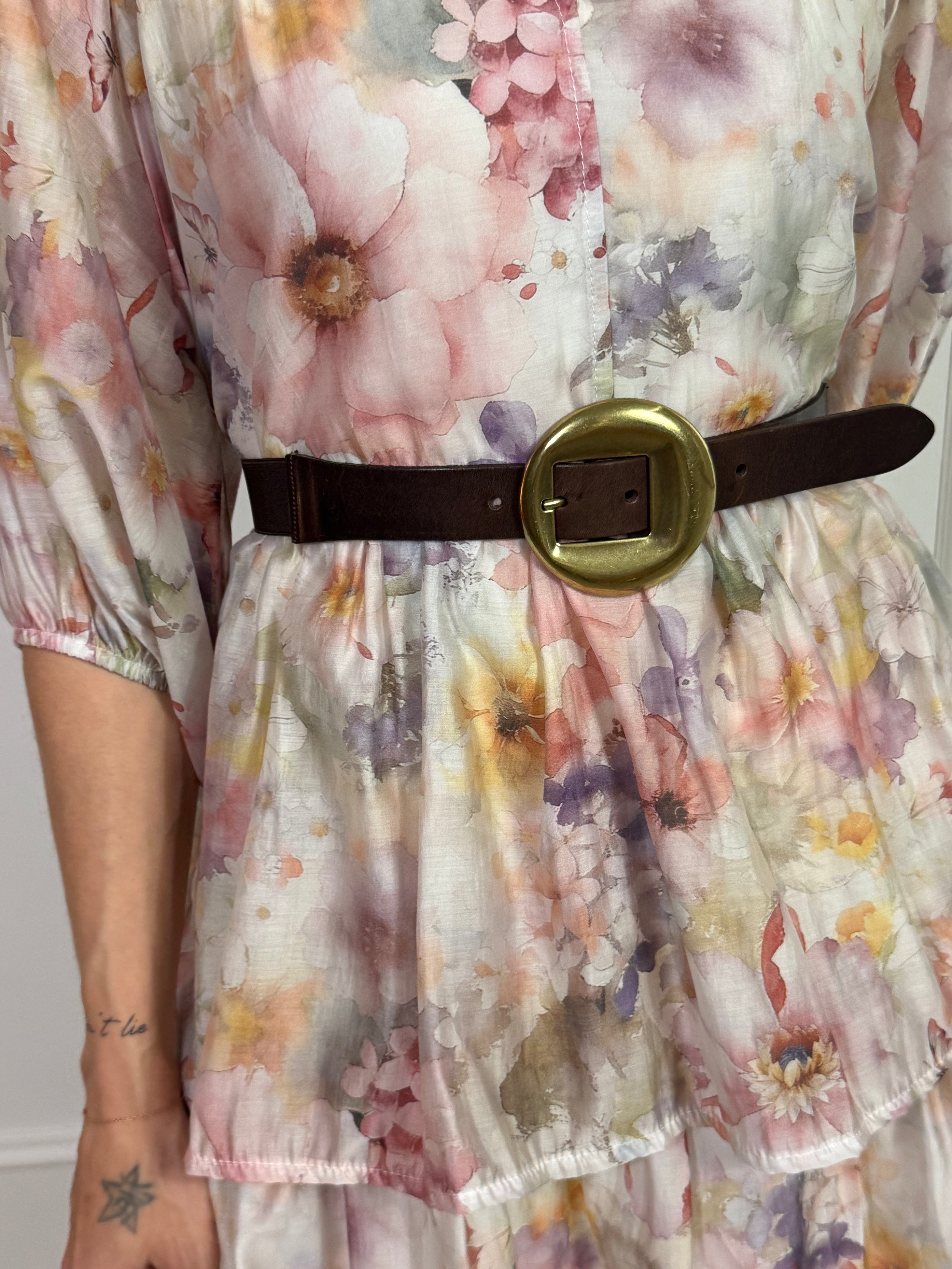 Cintura in vera pelle con elastico dietro Susy Mix FIBBIA CERCHIO