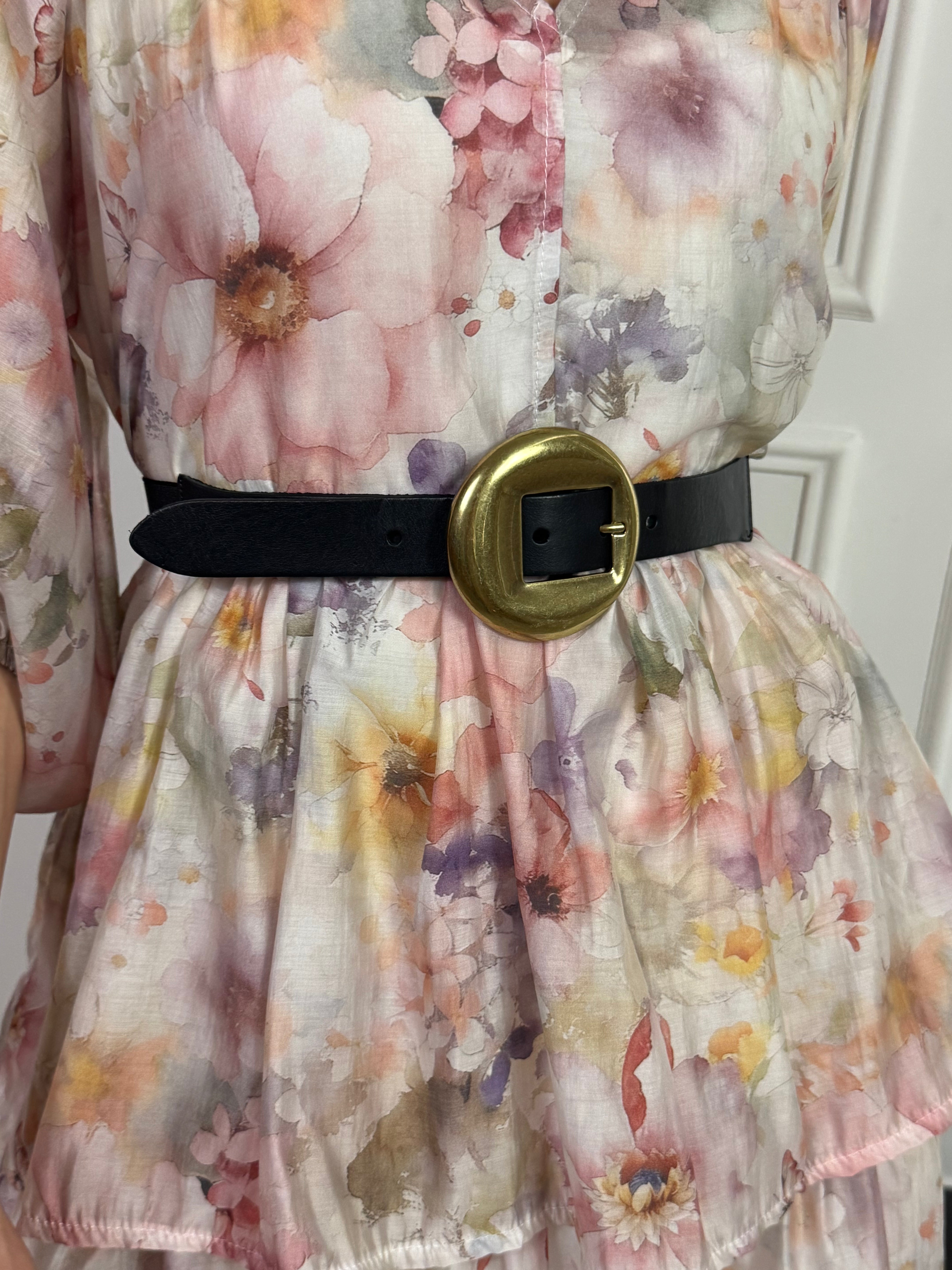 Cintura in vera pelle con elastico dietro Susy Mix FIBBIA CERCHIO