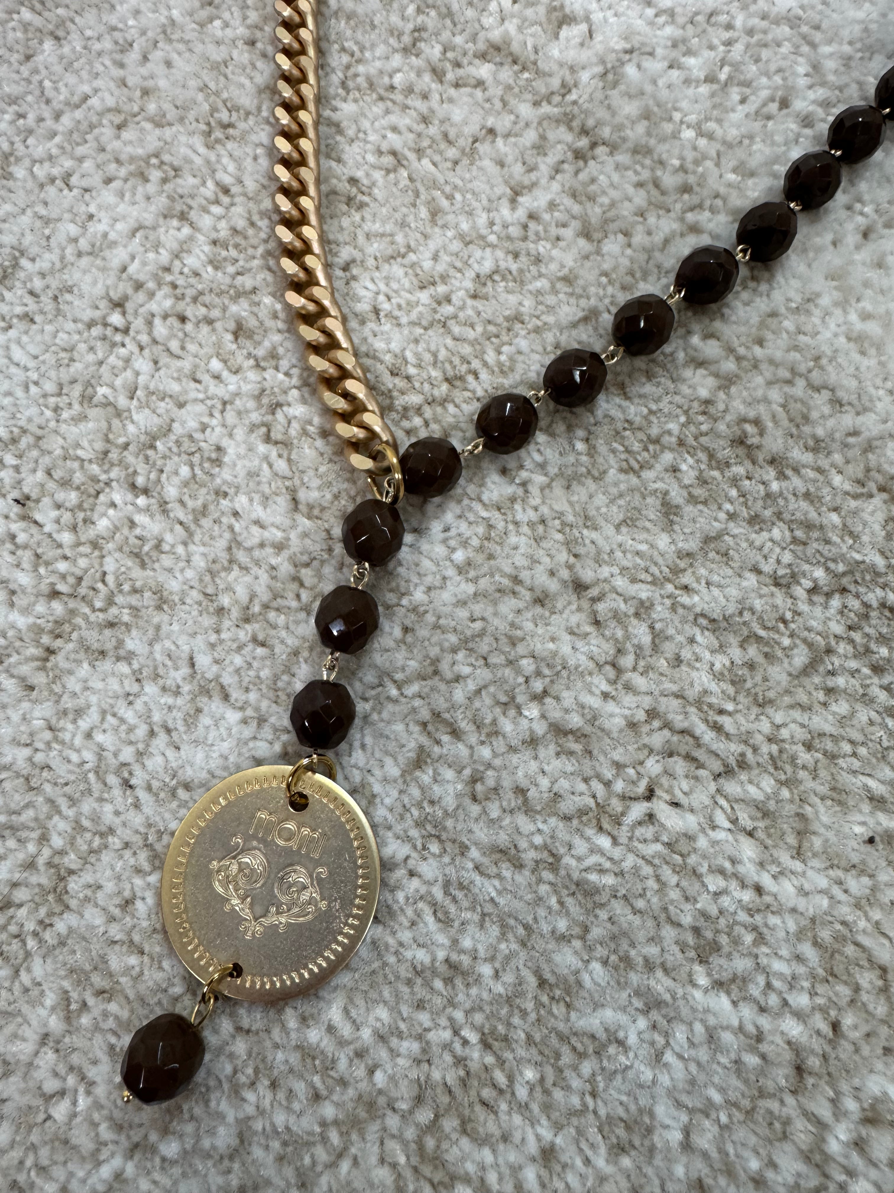 Collana Momi FRANCESCA LUNGA - catena ORO - ciondolo MEDAGLIA TONDO