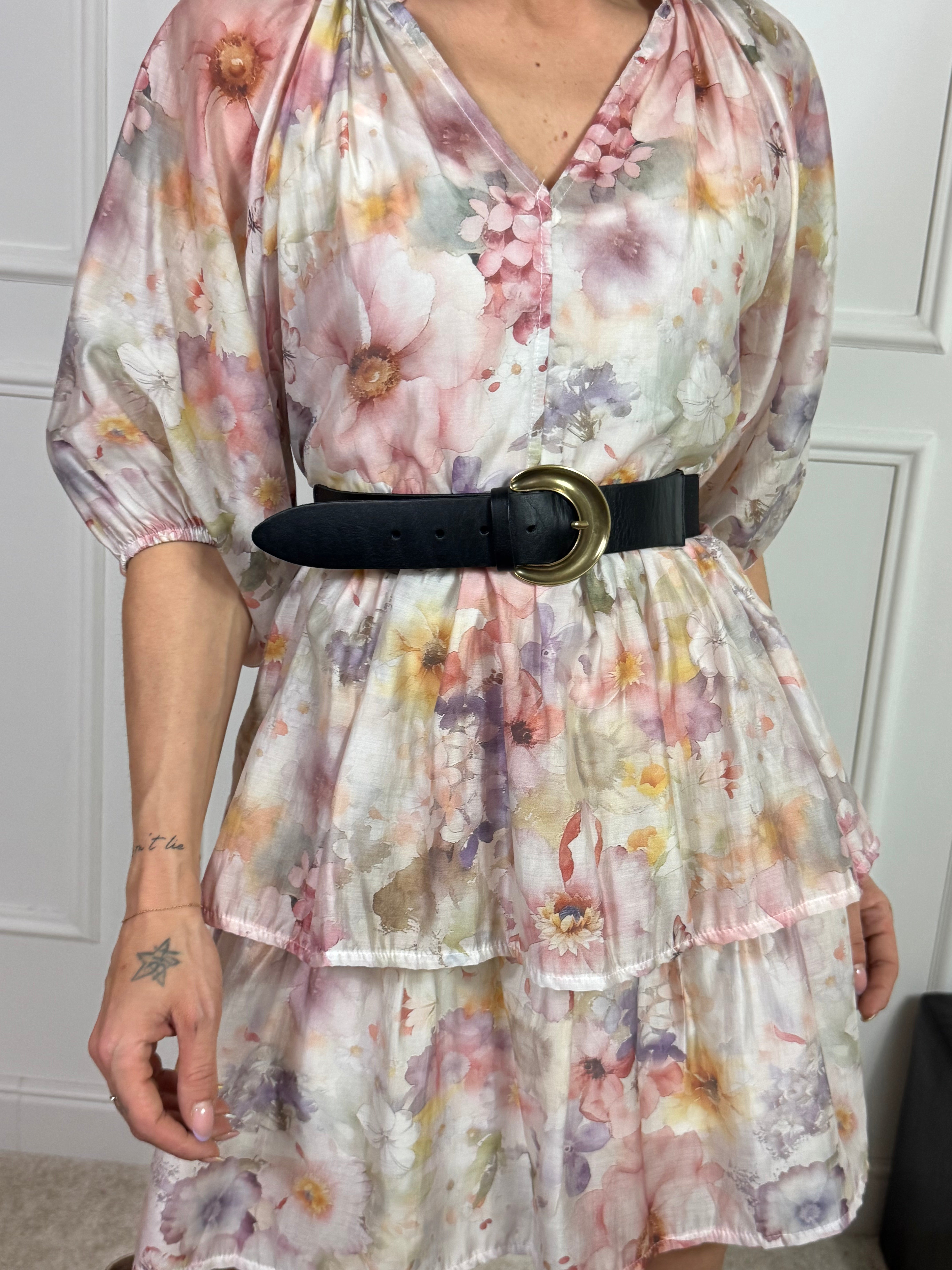 Cintura in vera pelle con elastico dietro Susy Mix FIBBIA MEZZALUNA CAVA