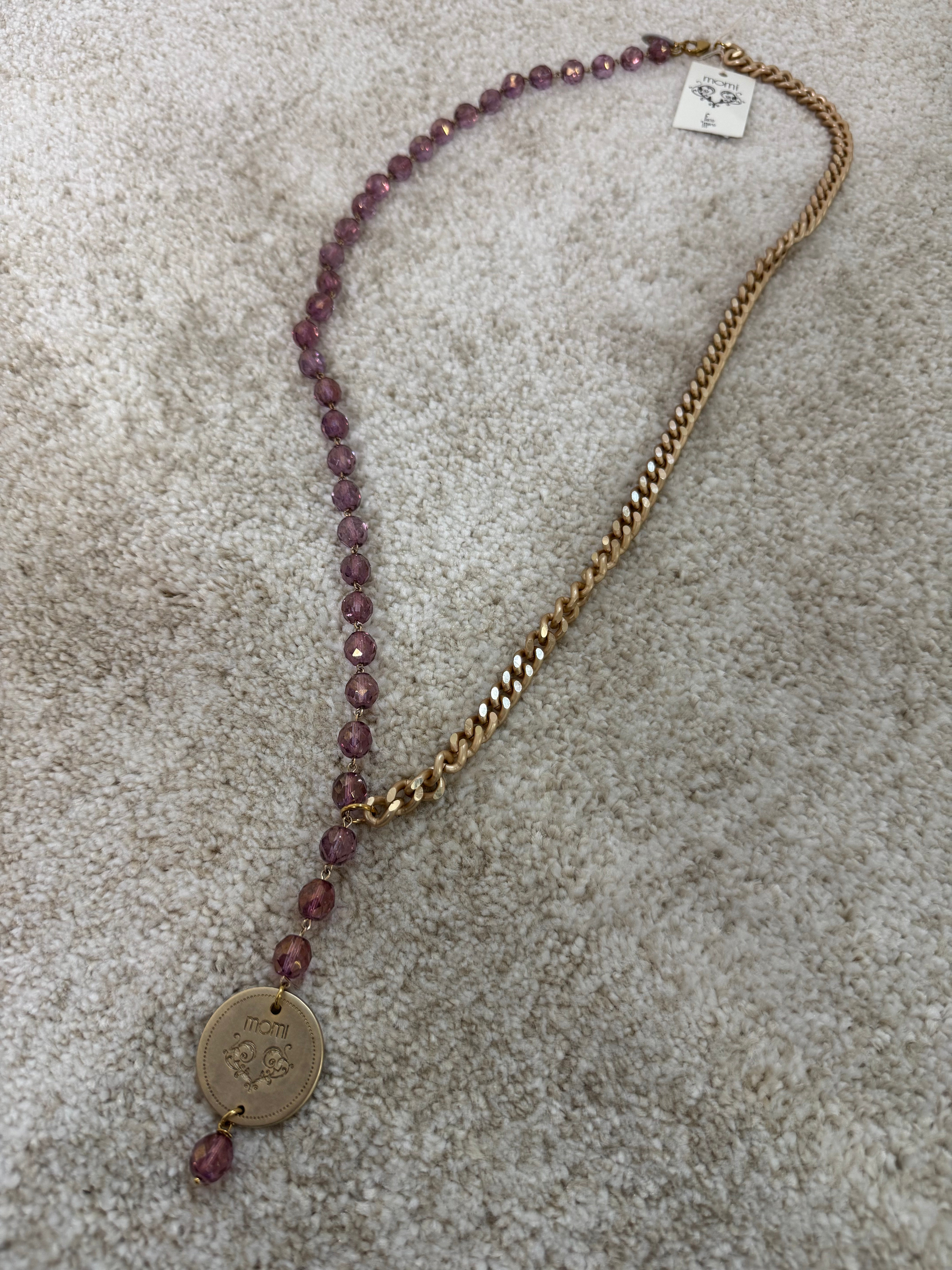 Collana Momi FRANCESCA LUNGA - catena ORO - ciondolo MEDAGLIA TONDO