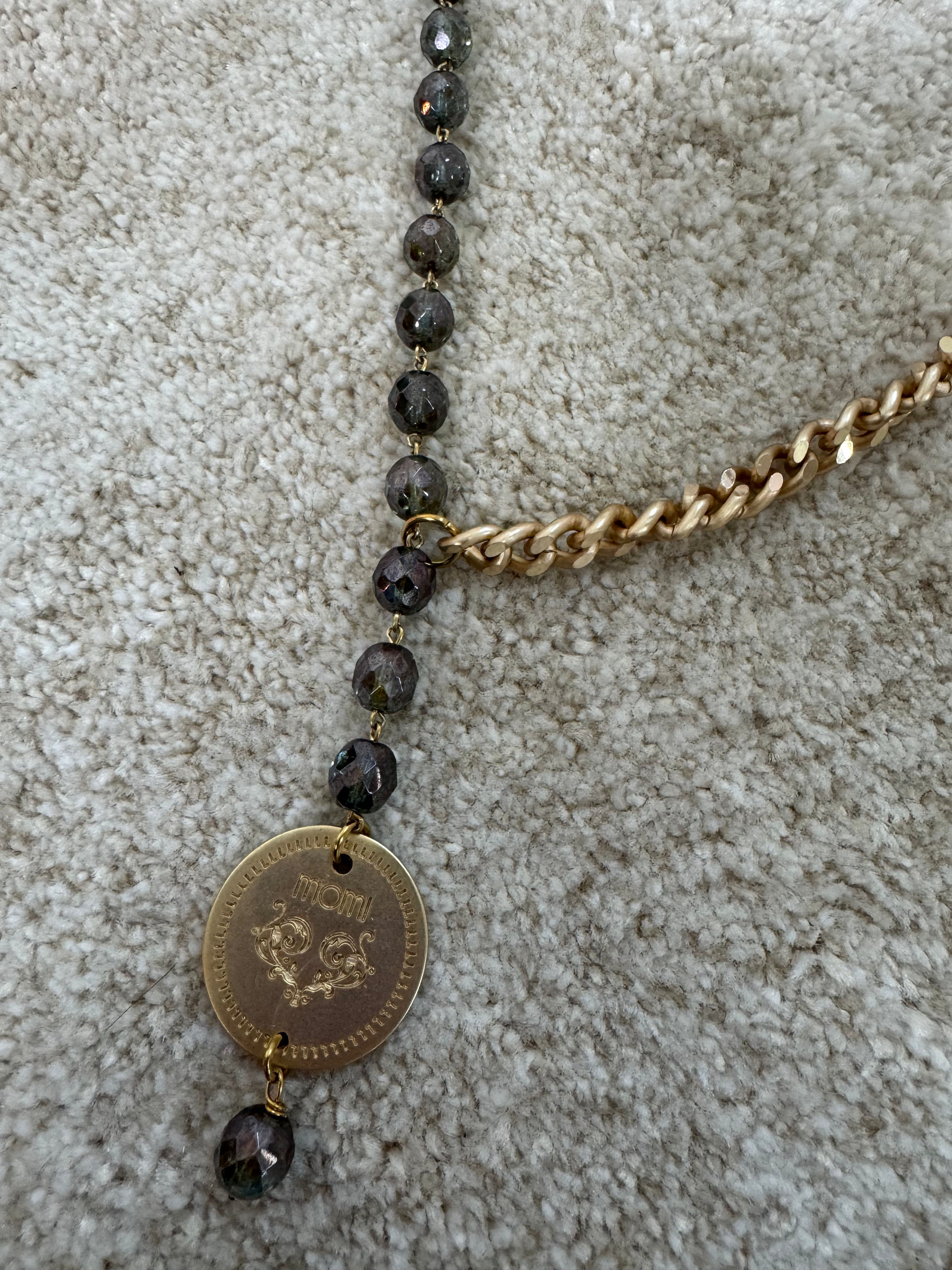 Collana Momi FRANCESCA LUNGA - catena ORO - ciondolo MEDAGLIA TONDO