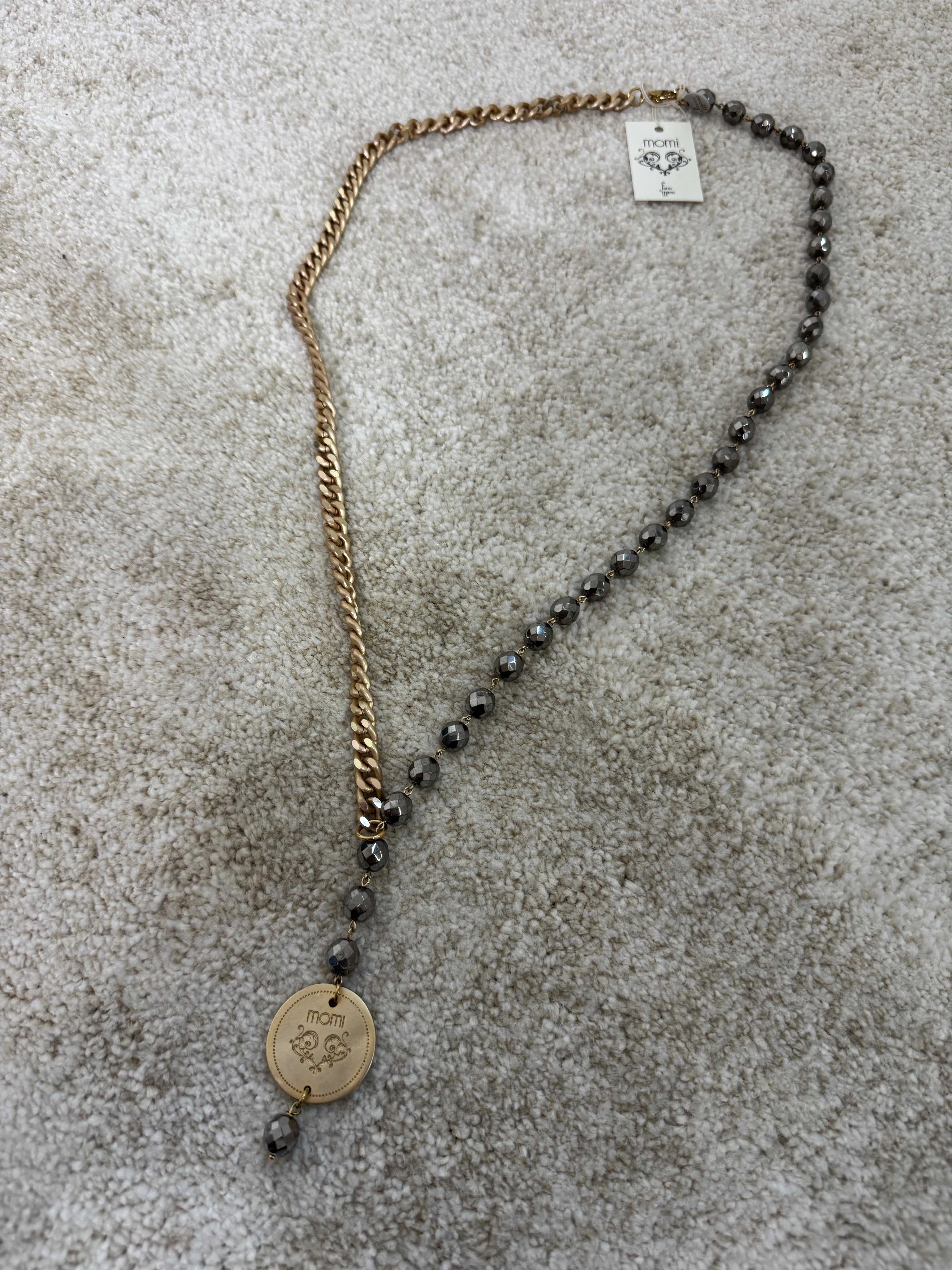 Collana Momi FRANCESCA LUNGA - catena ORO - ciondolo MEDAGLIA TONDO