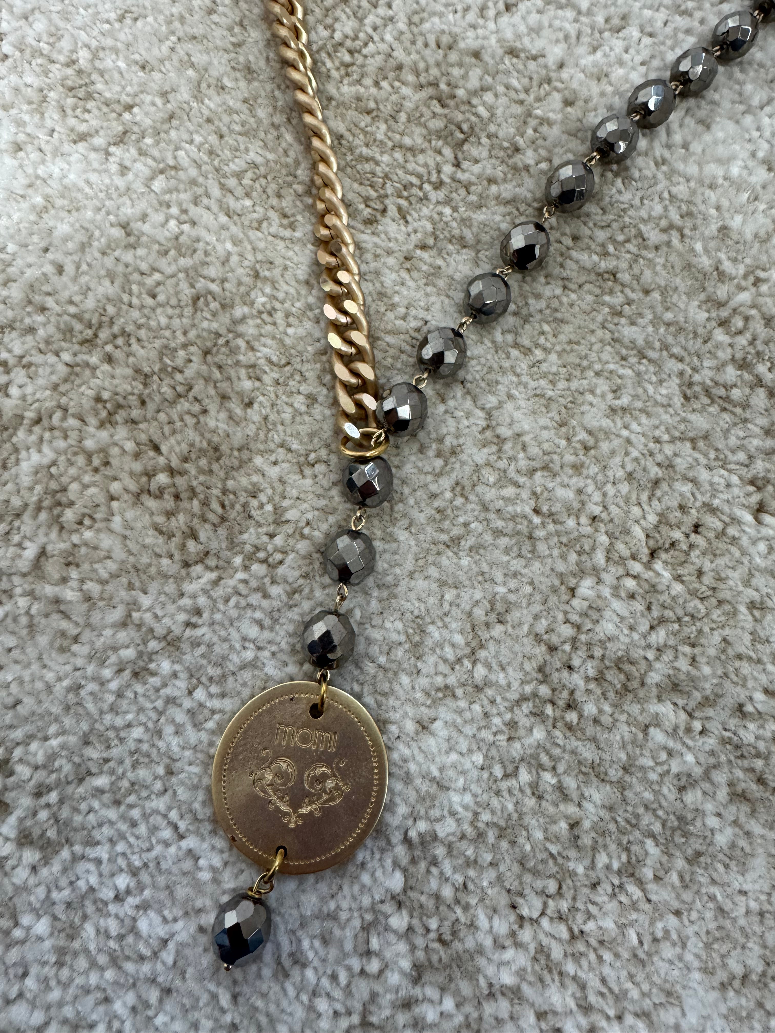 Collana Momi FRANCESCA LUNGA - catena ORO - ciondolo MEDAGLIA TONDO