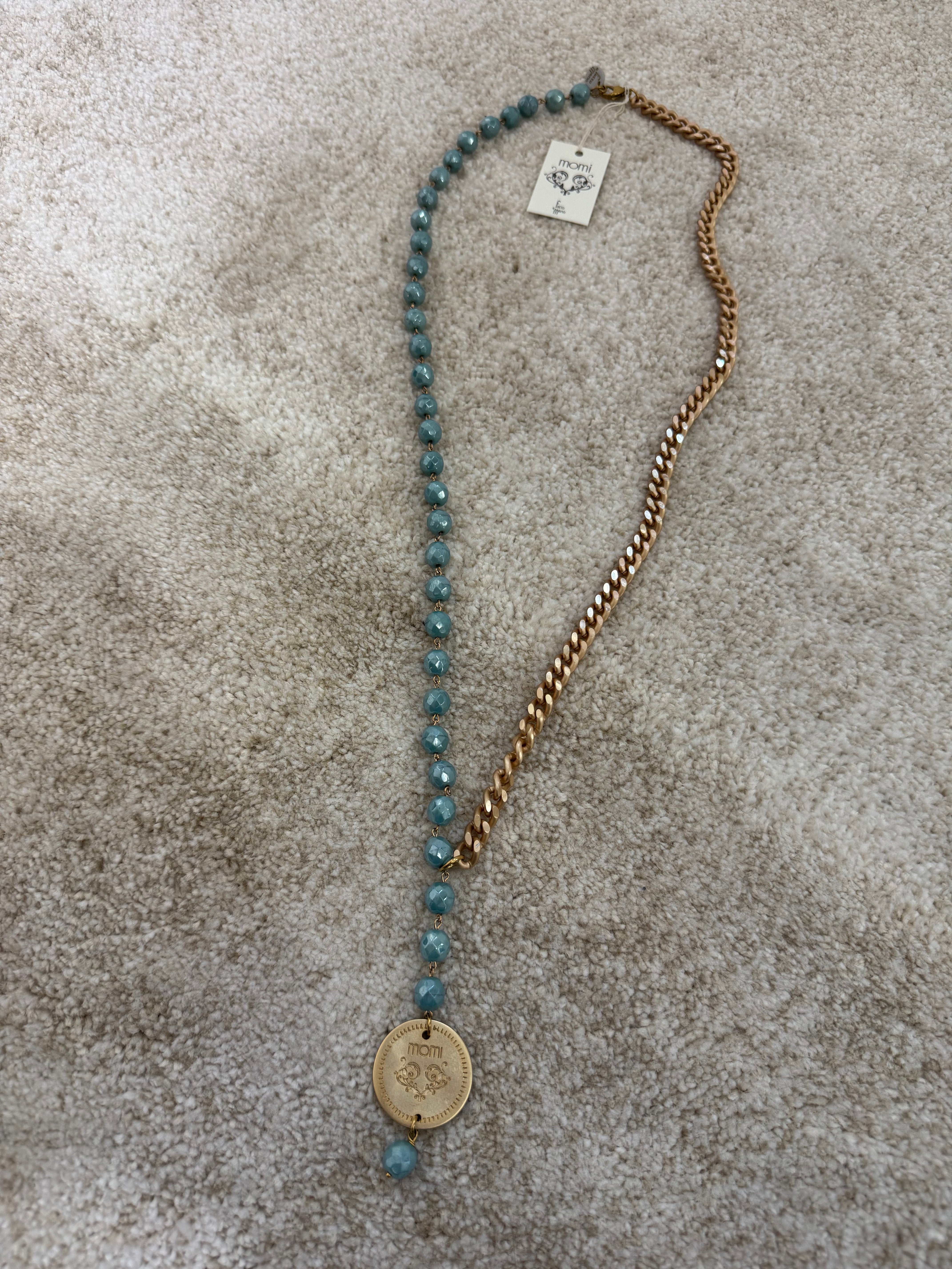 Collana Momi FRANCESCA LUNGA - catena ORO - ciondolo MEDAGLIA TONDO